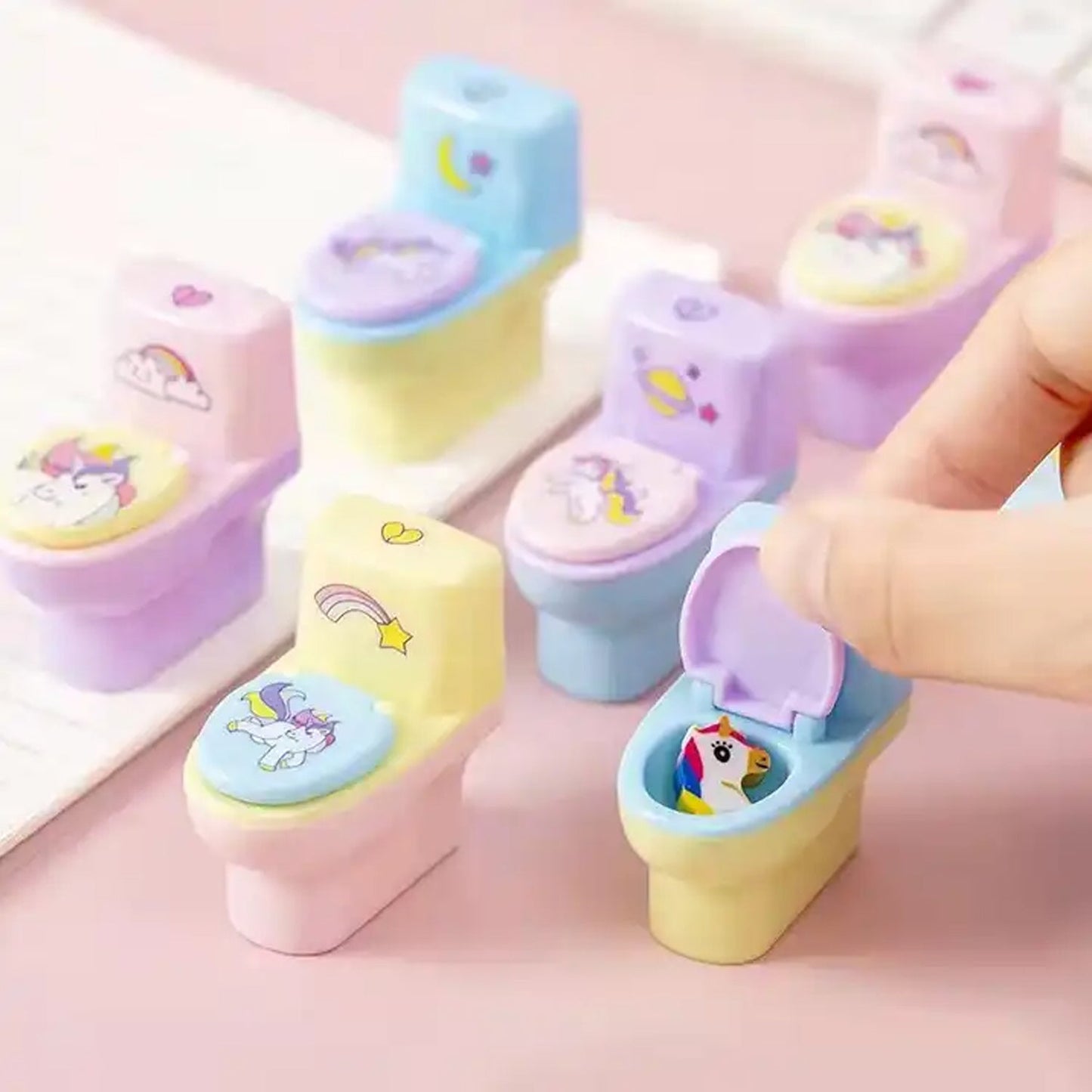 Fun & Functional! Toilet Sharpener with Eraser (2 Pc Set)