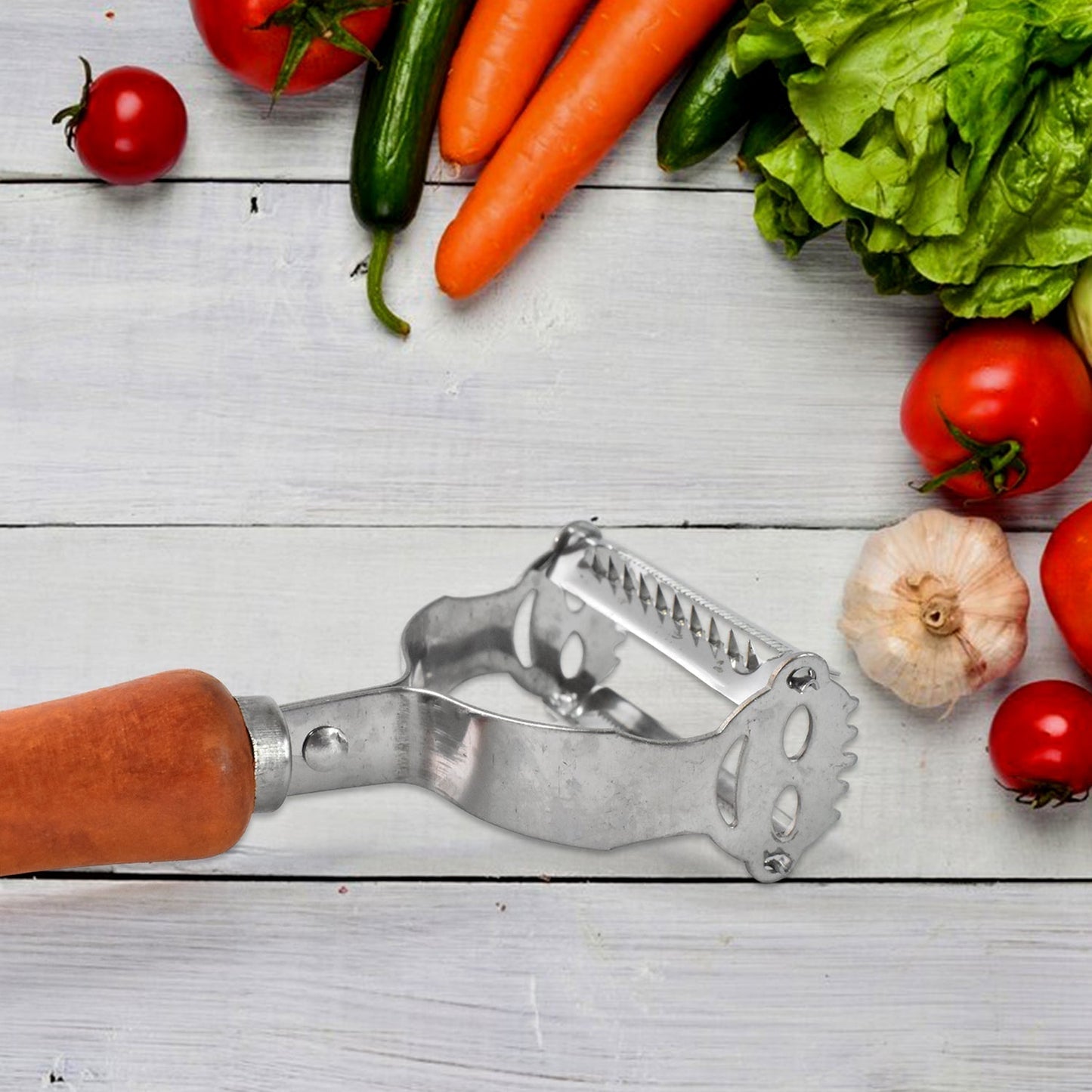 Vegetable and Fruit Peeler with Wooden Handle (1 Pc)