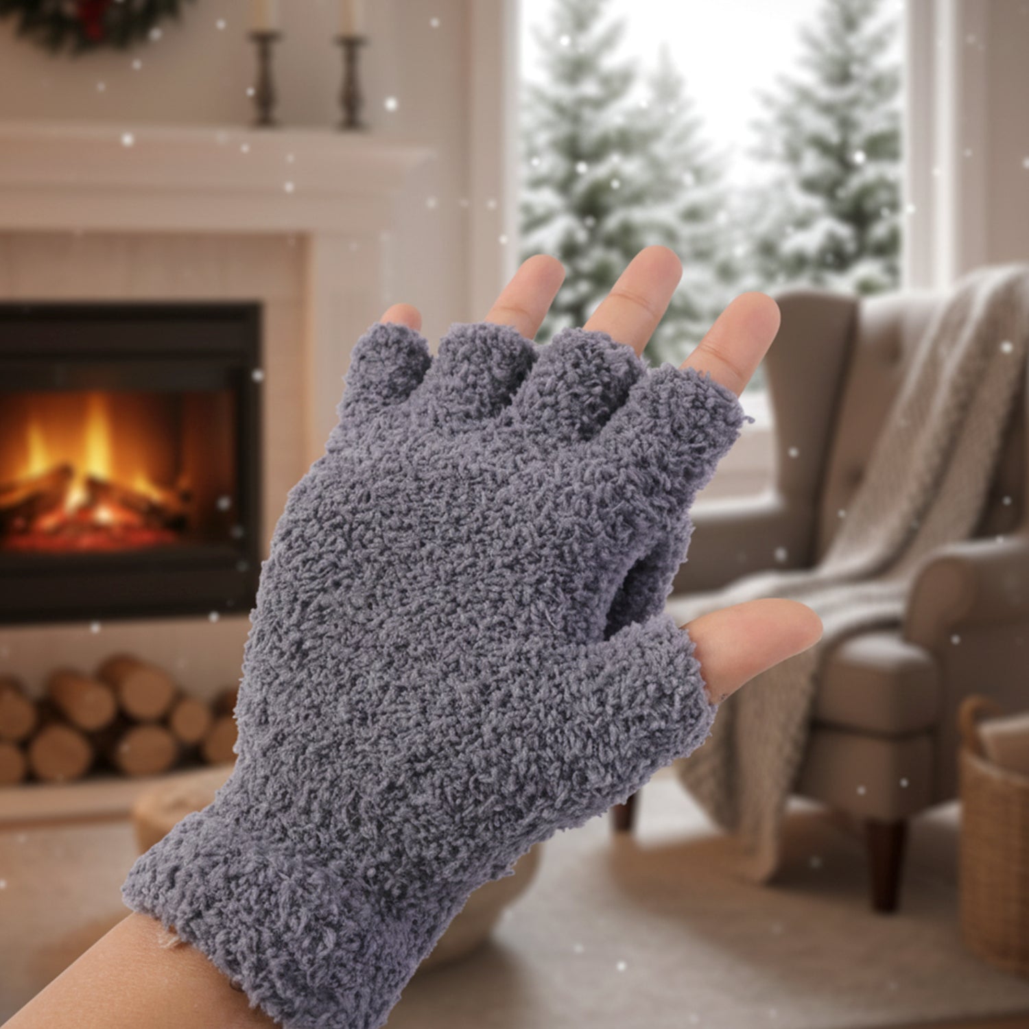 Winter Fingerless Gloves â€“ Soft Warm Hand Gloves for Men & Women  (1 Pair)