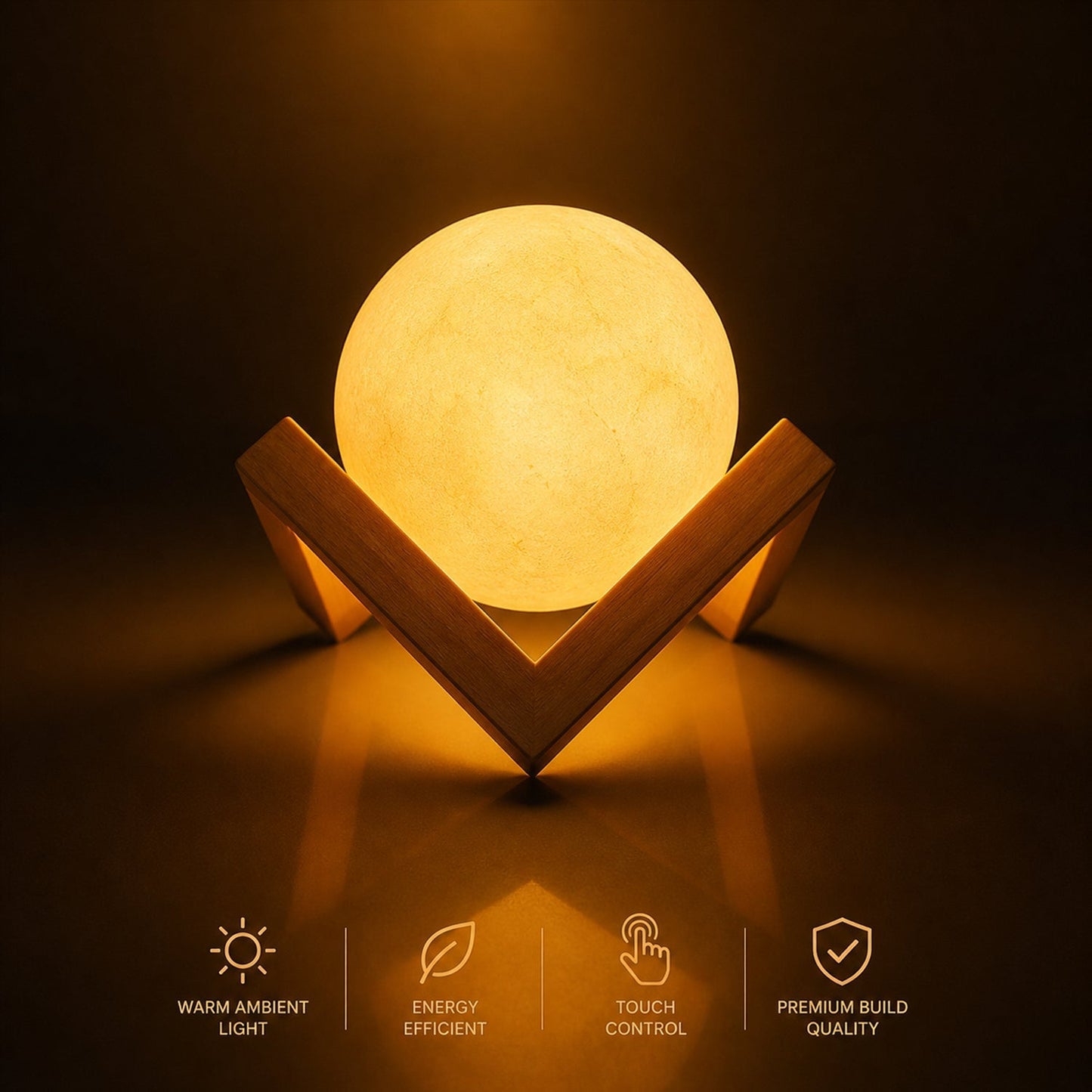 LED Ball Night Lamp with Wooden Stand (1 Pc)