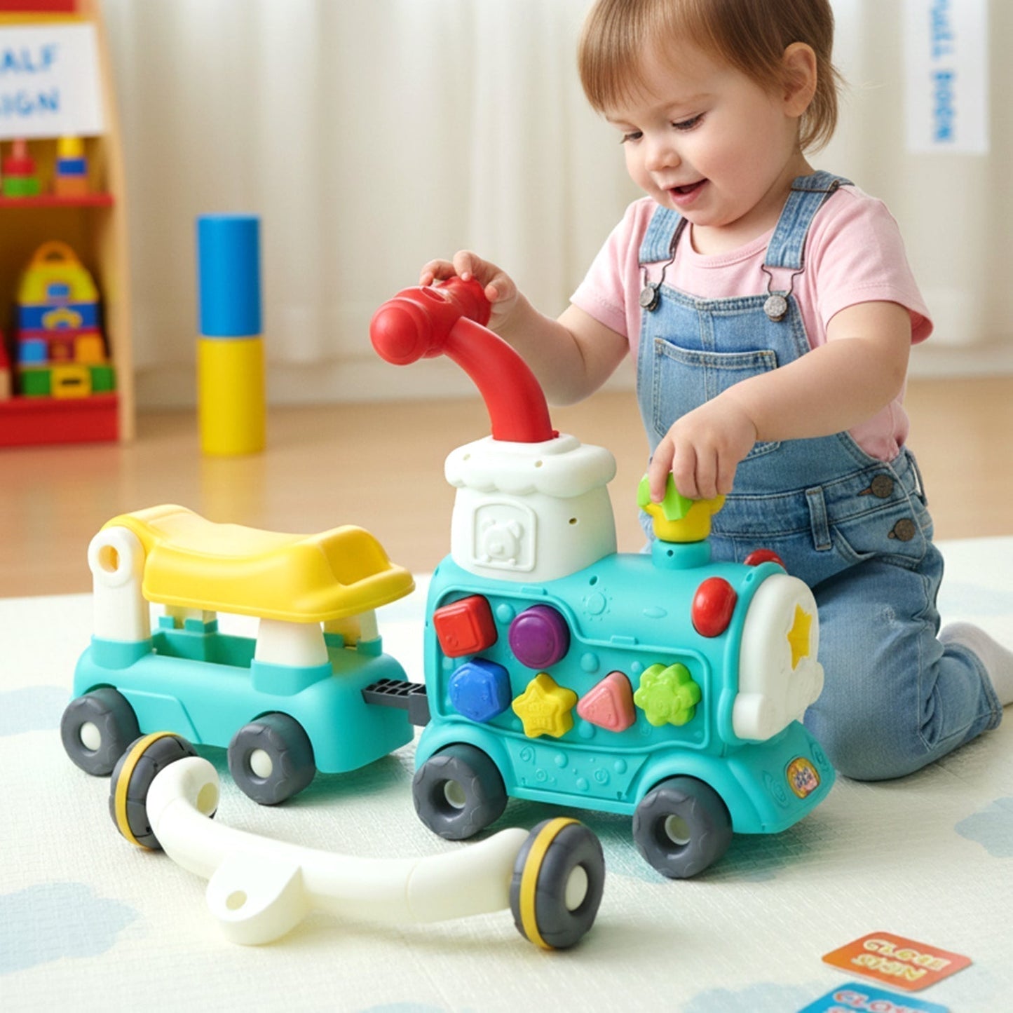 Aditi Tiny Train Baby Walker Ride-On Toy with Push Handle (1 Set)