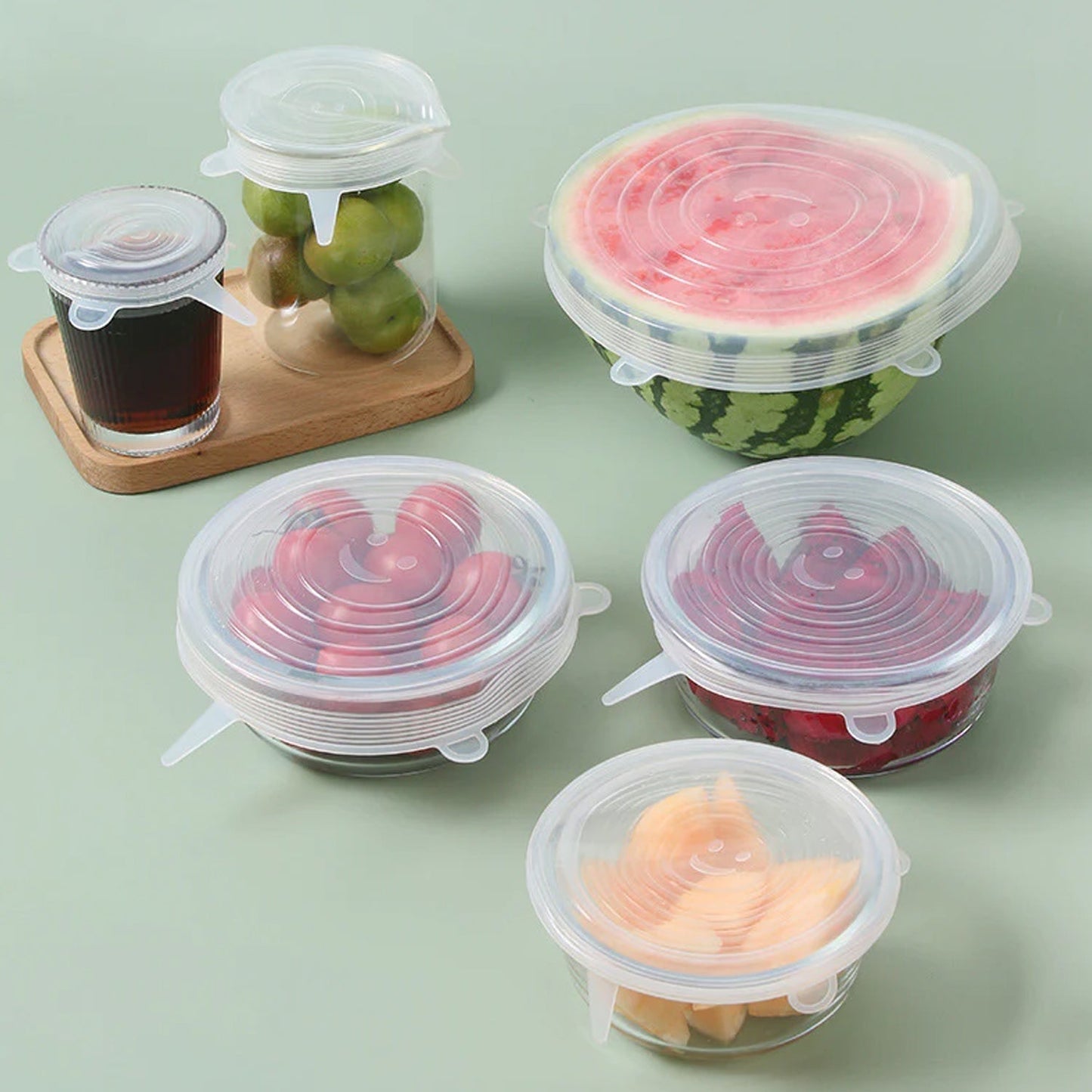12 Peace Reusable Stretch Lids Set with 2 Storage Pouches â€“ Flexible Food Cover Lids