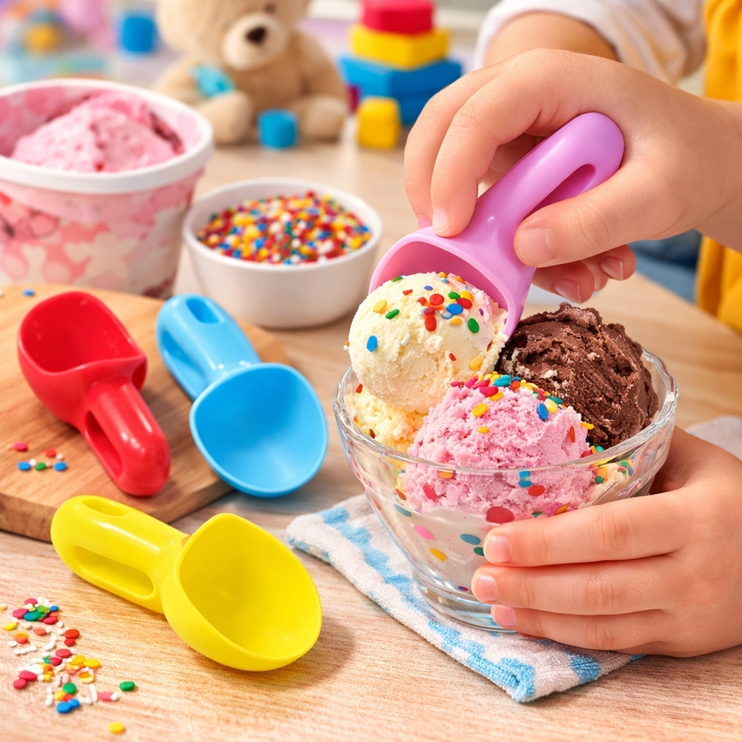 Plastic Ice Cream Scoop Set (4 Pc)