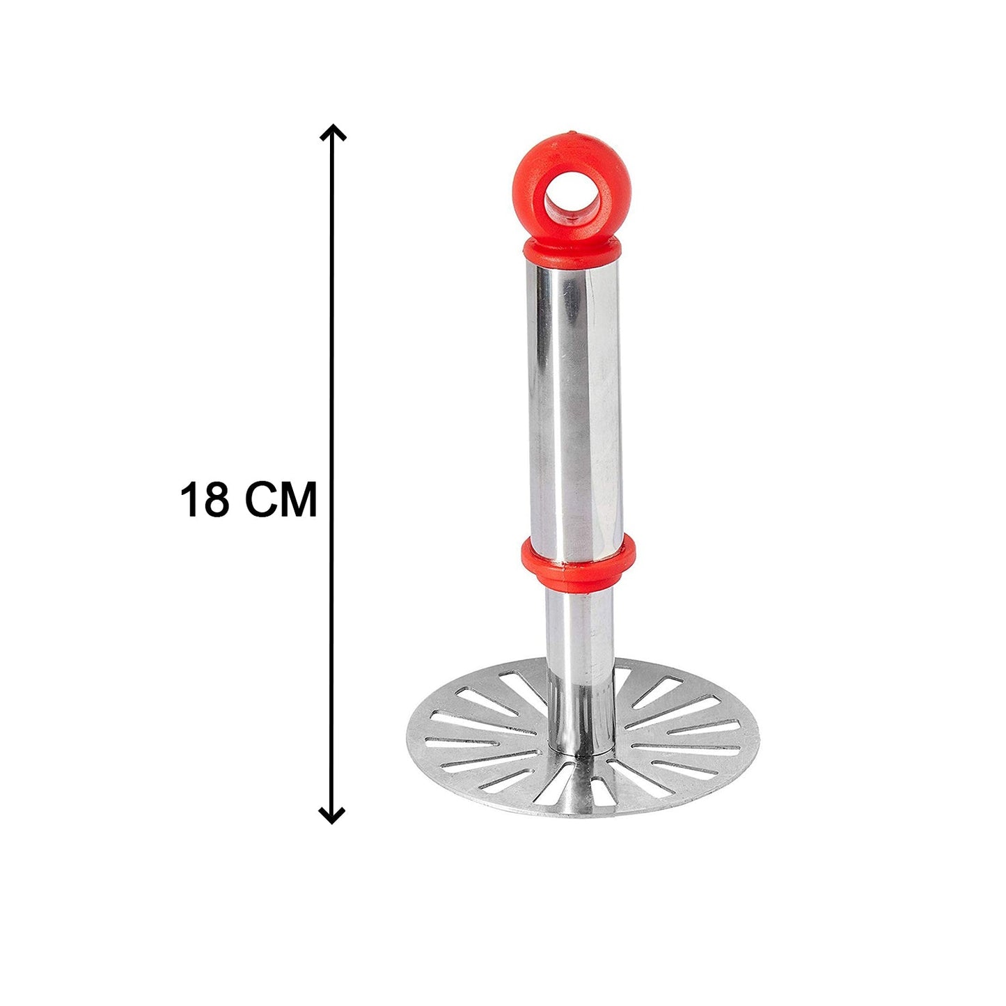 Ganesh Potato / Pav Bhaji Masher with Plastic Handle, Silver & Plastic - Oval Pav Masher, Potato 1-Piece, Smasher Handle, Multicolor