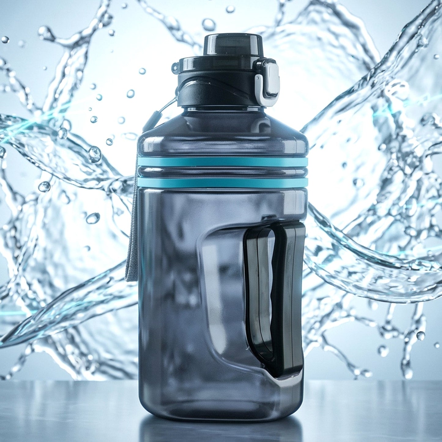 Large Square Gallon Style Water Bottle with Handle 1500 ML