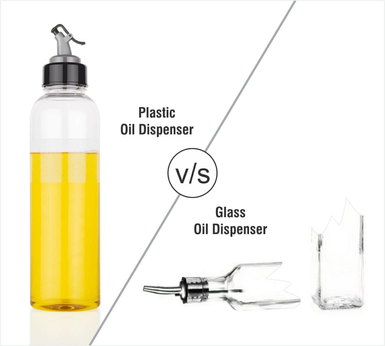 1L Oil Dispenser with Lid & Drip-Free Spout