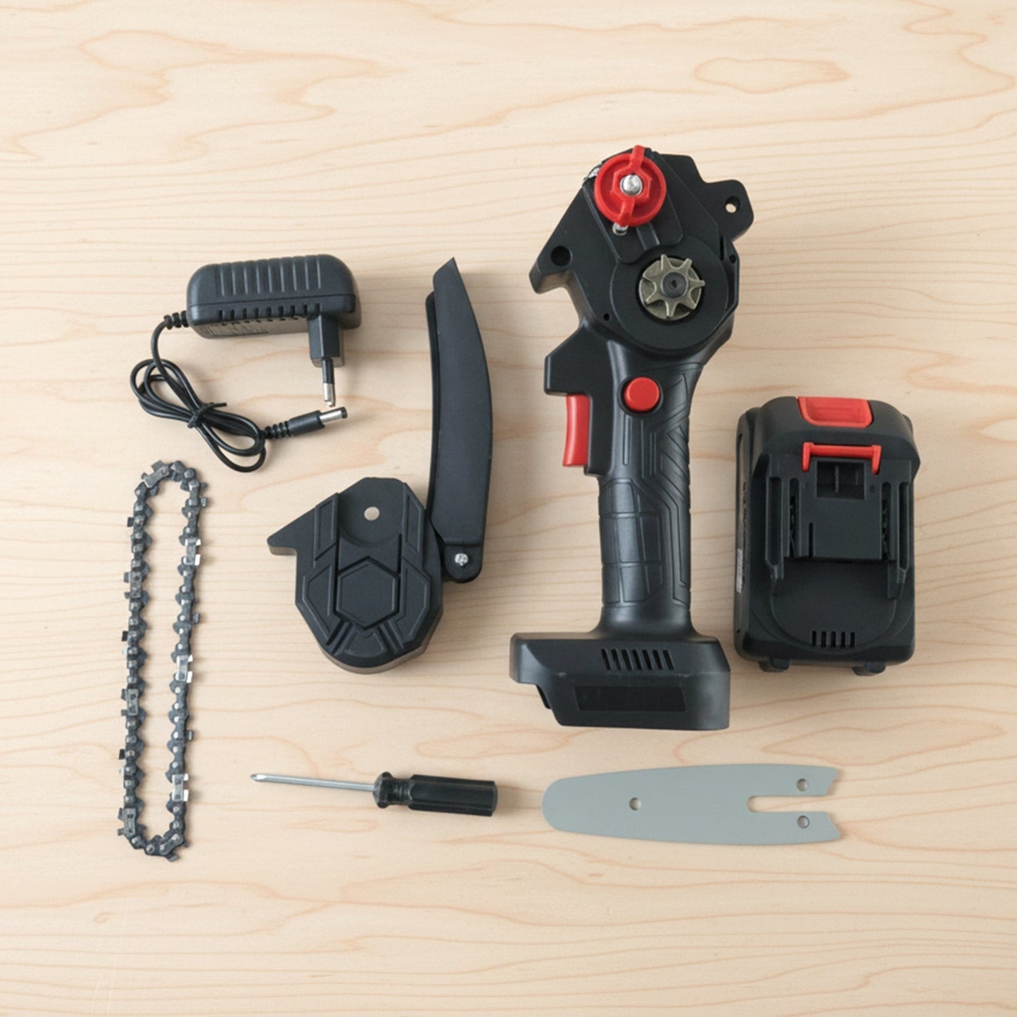 Mini Electric Cordless Chainsaw (1 Set, 48V, Blade size 28 Cm)