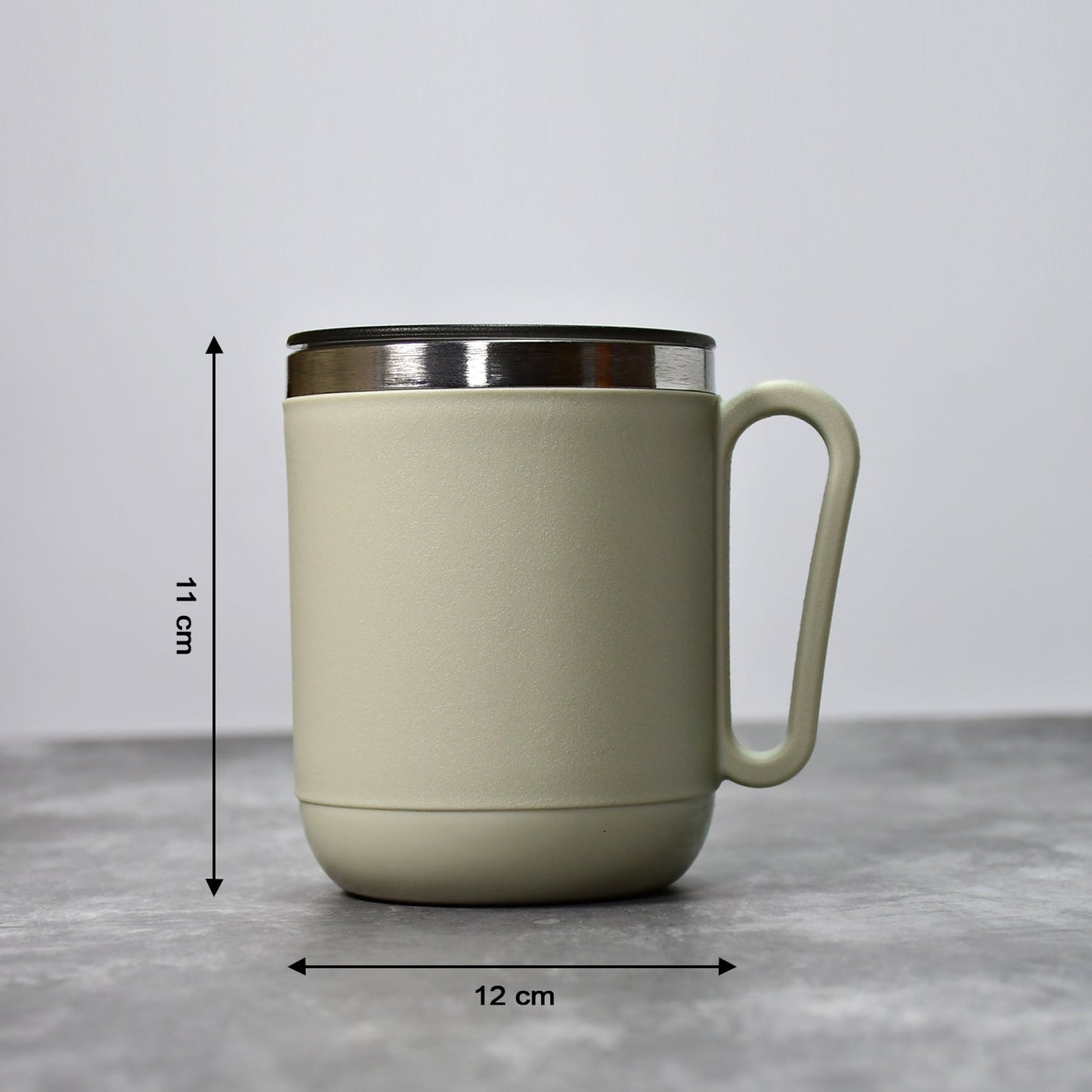 Ganesh Premium Stainless Steel Coffee Mug with heat resistant mug lid. Approx 400Ml mug.