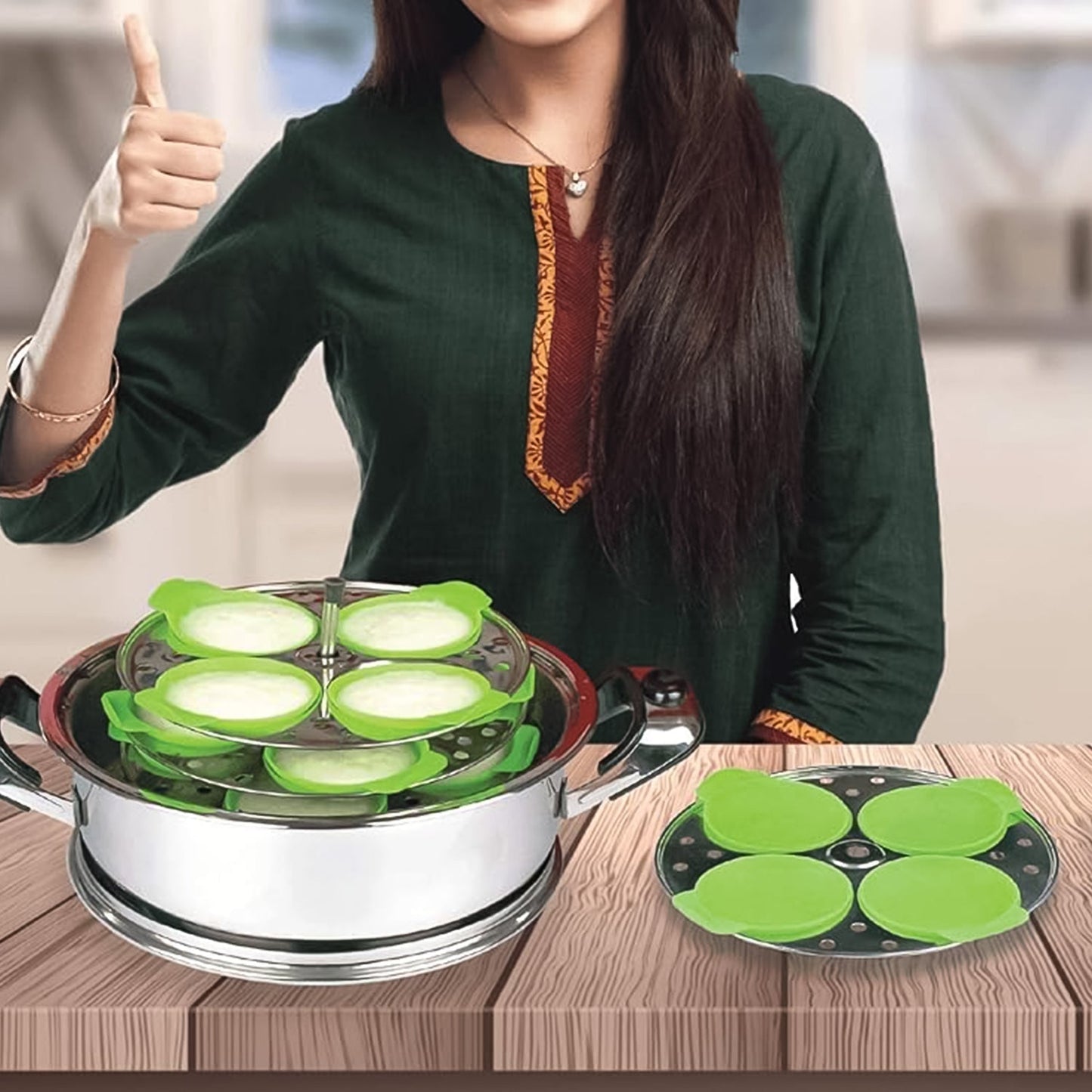 Idli Maker Cups (4 Pcs) â€“ Food-Grade Silicone Non-Stick Idli/ Dhokla/ Egg Poacher Moulds