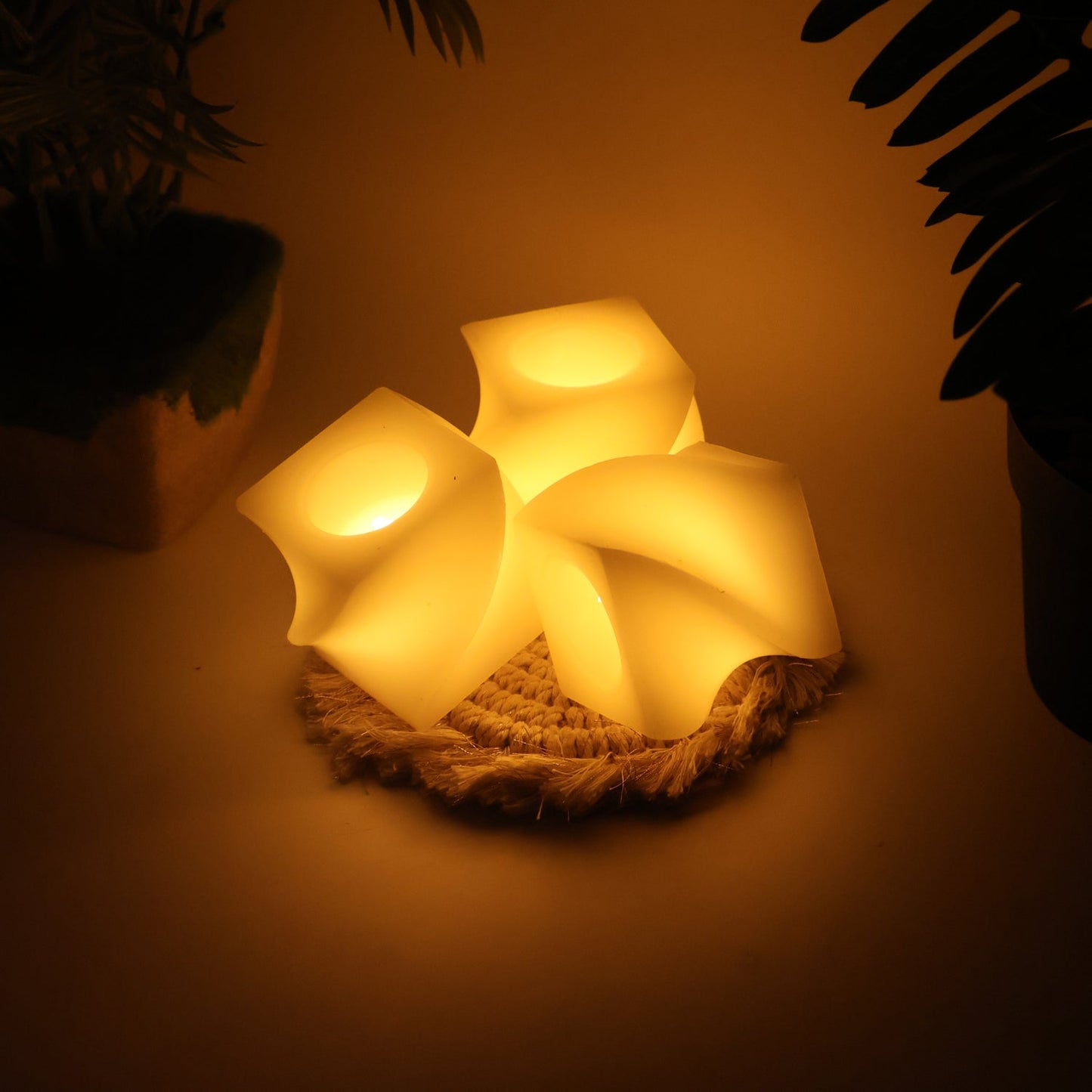 Set of 12 LED Flameless Decorative Candles â€“ Square Shape Tealight Lamps