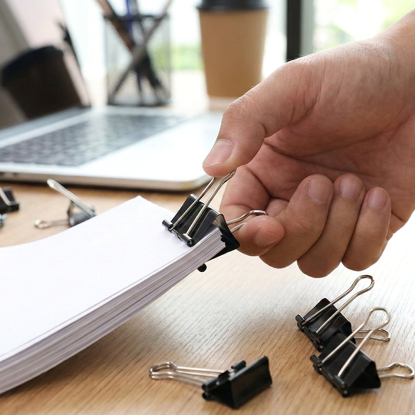 Heavy Duty Black Metal Binder Clips (25 MM, 12 Pieces Set)
