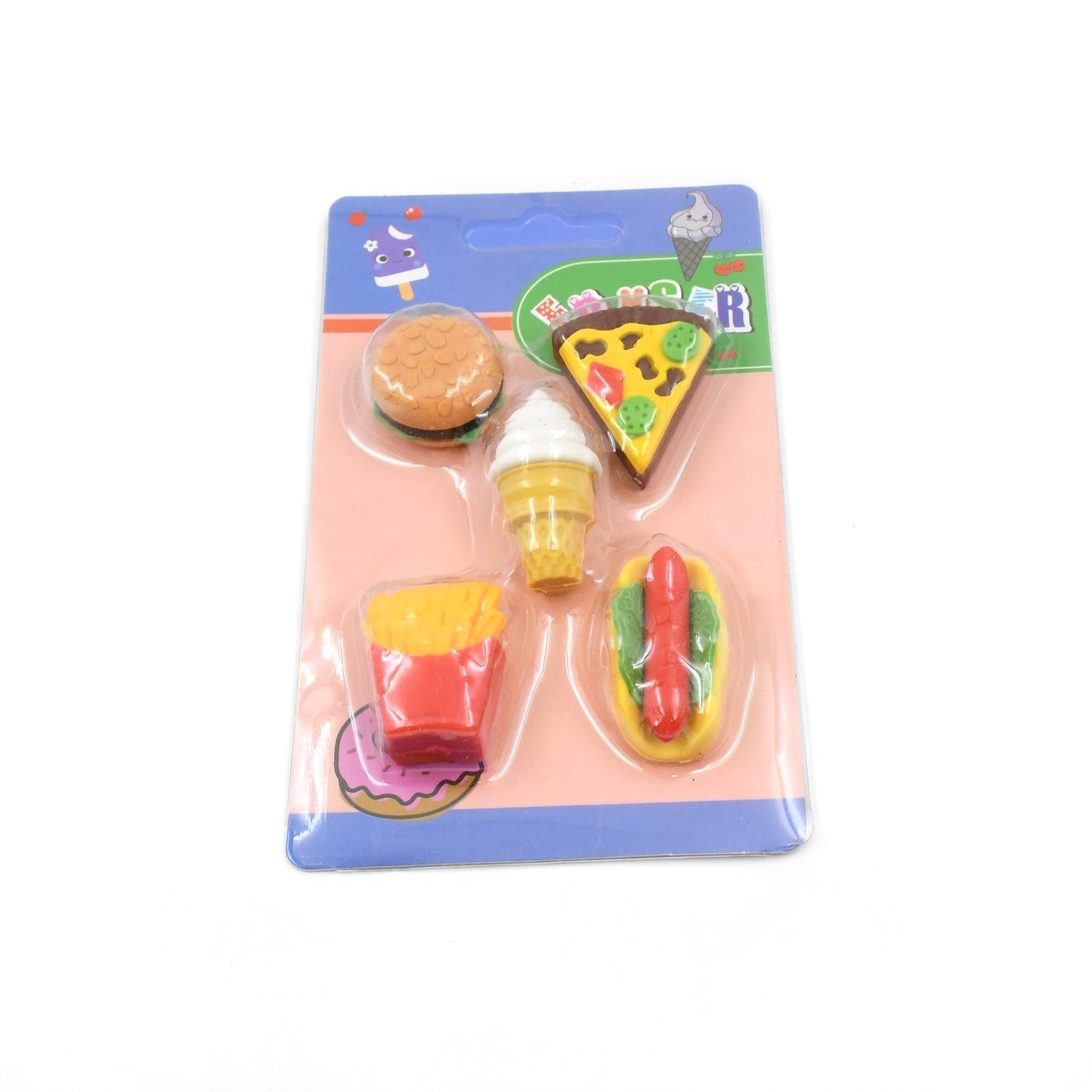 3D Food Fancy & Colorful Erasers – Cute Novelty Eraser Set for Kids & School Prize (1 Set / Mix Design & Color)