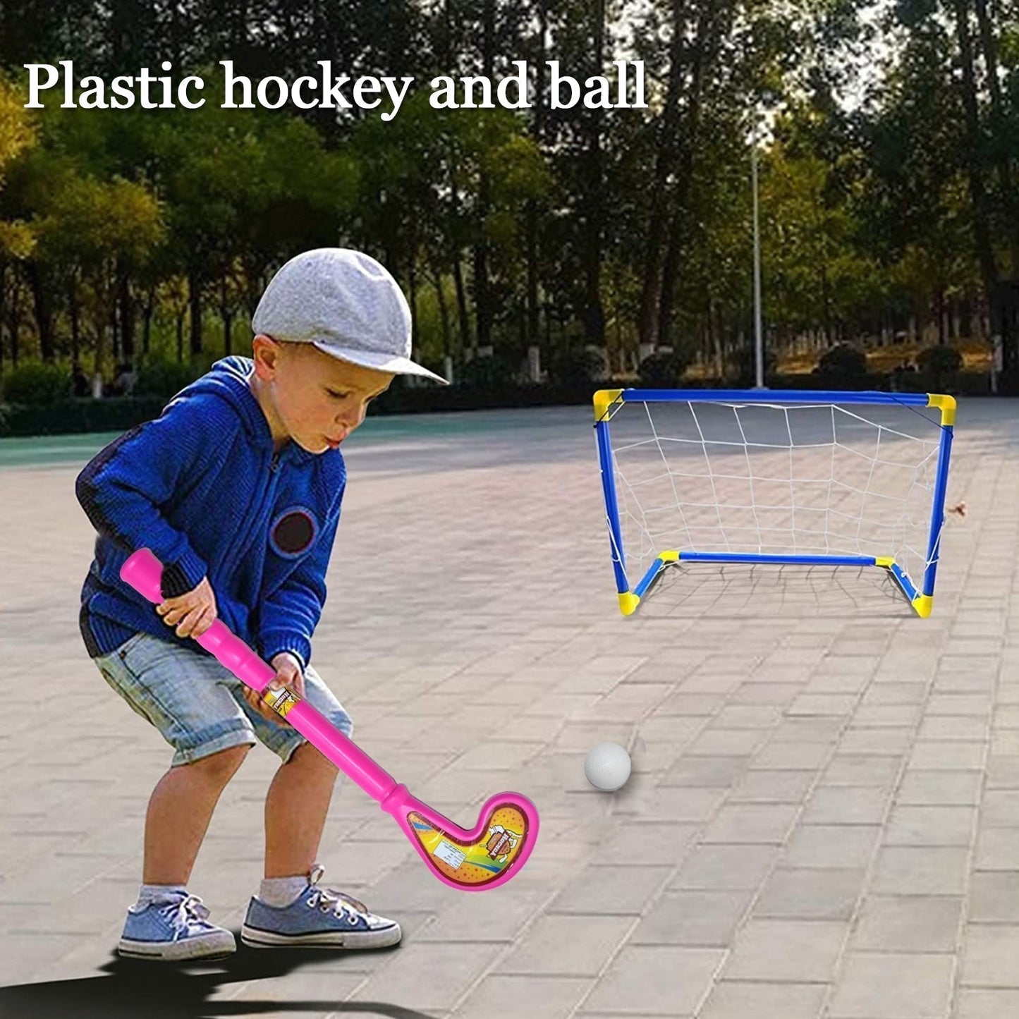 Combo of Light Weight Plastic Bat, Ball & Hockey for Kids