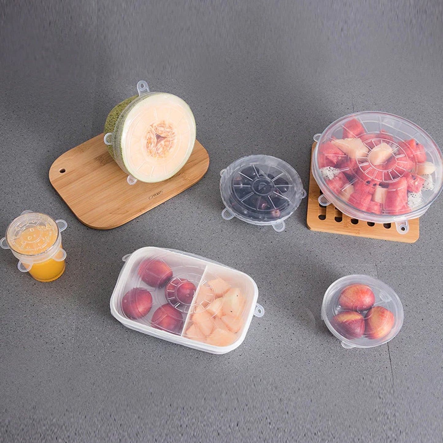 12 Peace Reusable Stretch Lids Set with 2 Storage Pouches â€“ Flexible Food Cover Lids