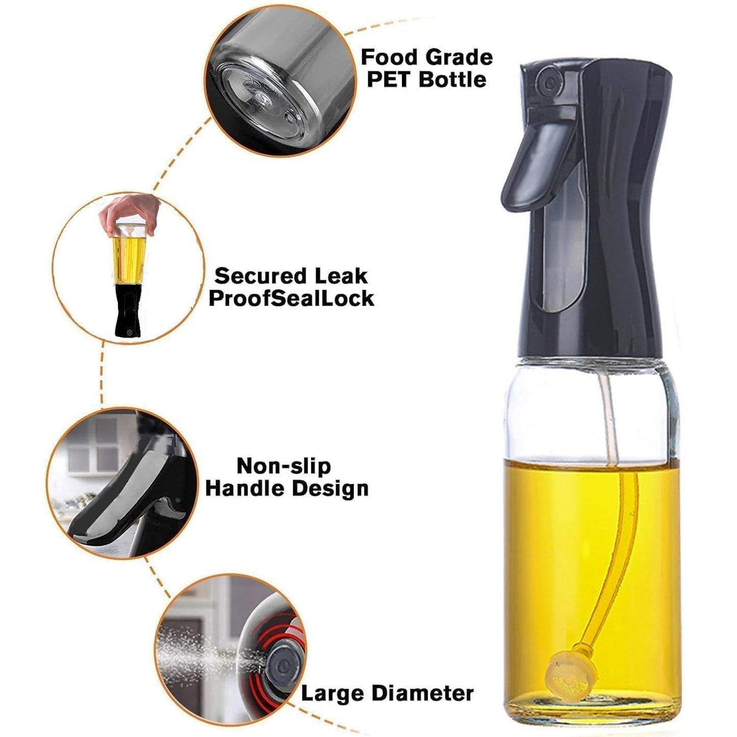 Glass Premium Oil Spray Bottle - (300 Ml Approx / 1 Pc)