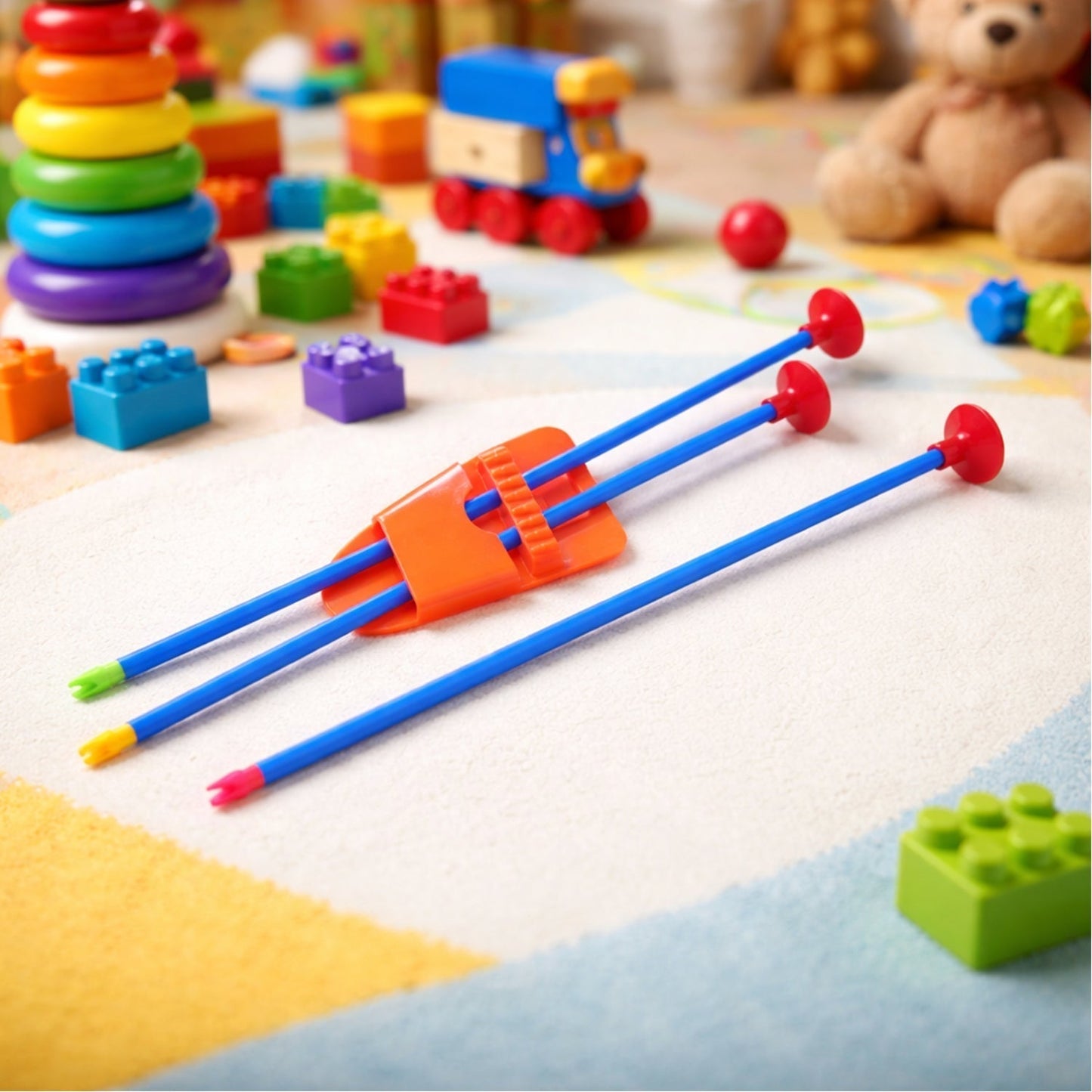 Plastic Archery Bow and Arrow Toy Set with single knife and 3pc Arrow and Target Board,