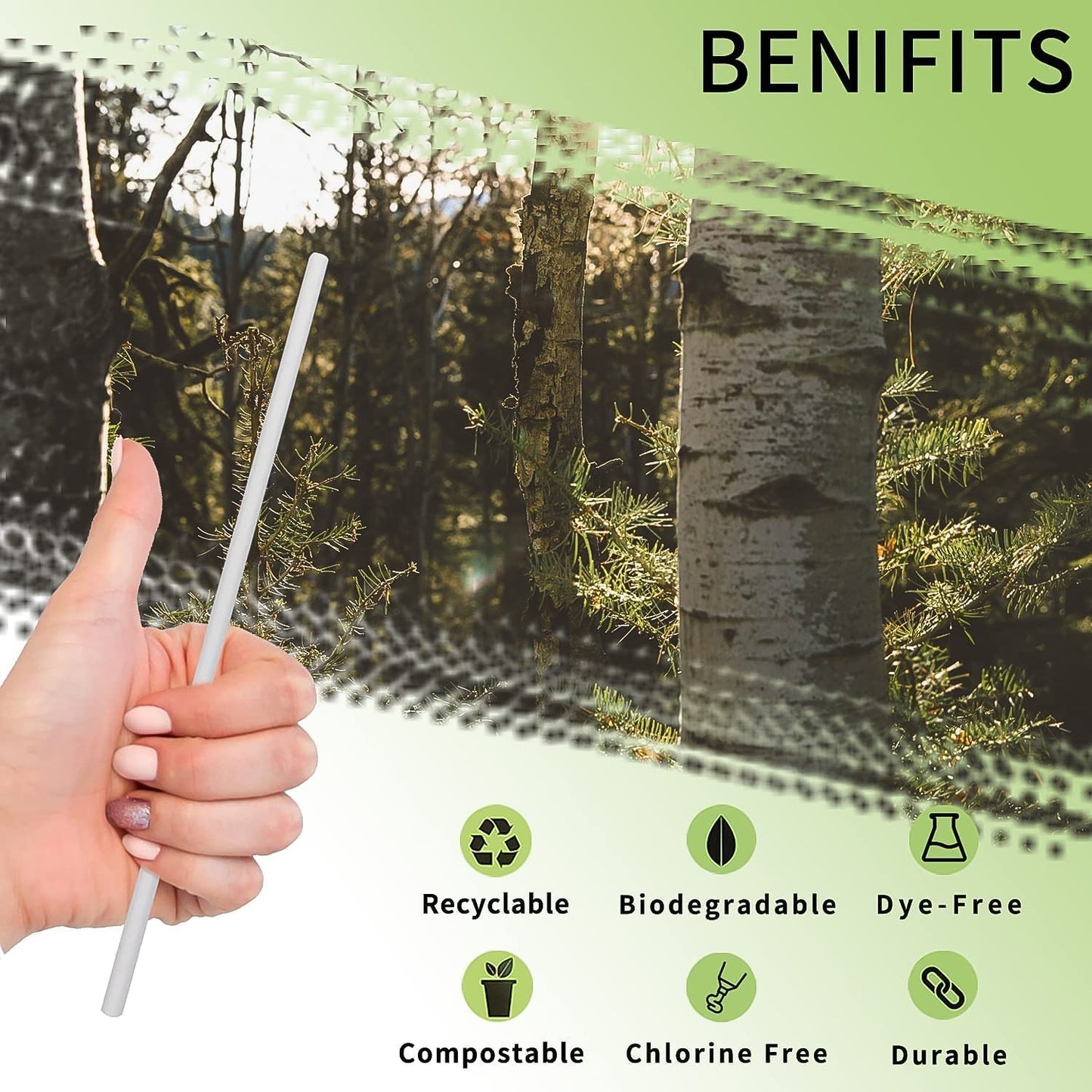 Paper Straw â€“ Plain 6 mm Diameter, 200 mm Length, 50 Pcs Pack