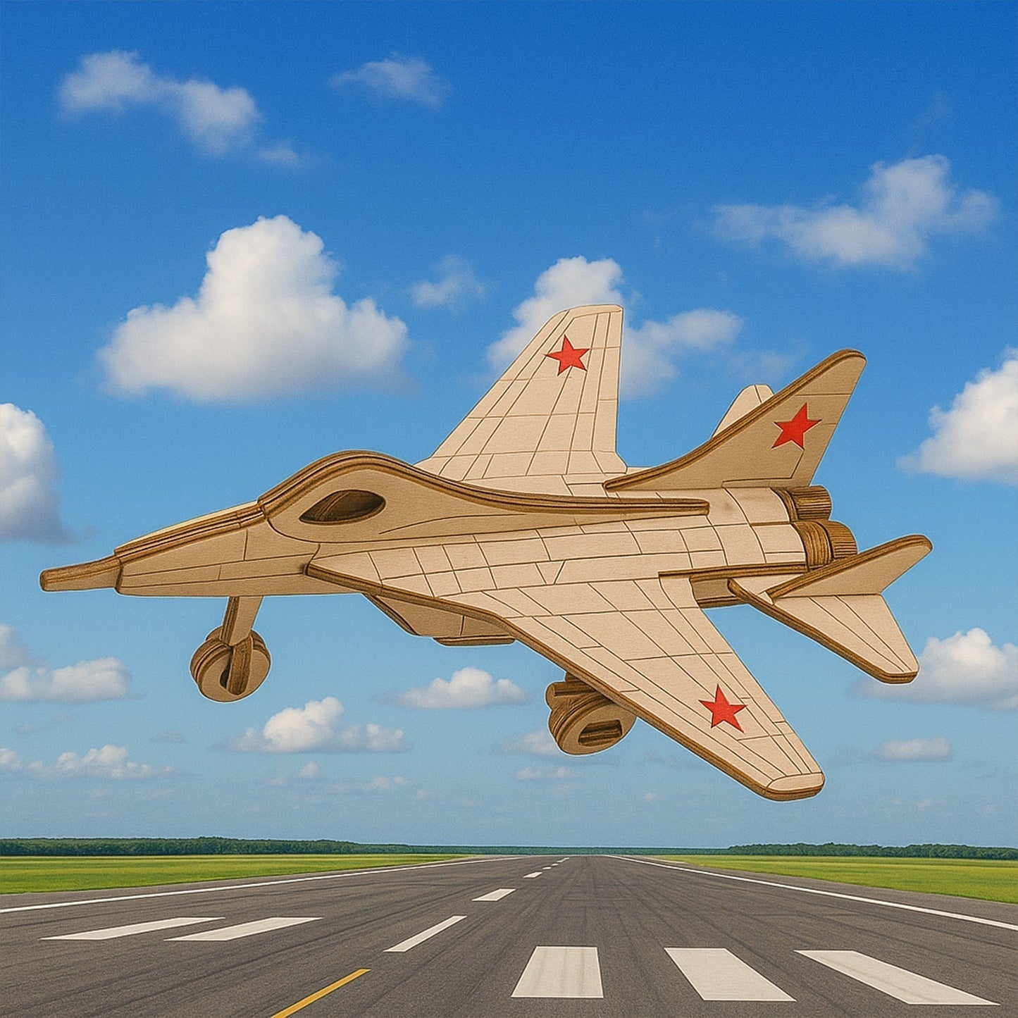 3D Wooden Fighter Jet Puzzle DIY Assembly Kit