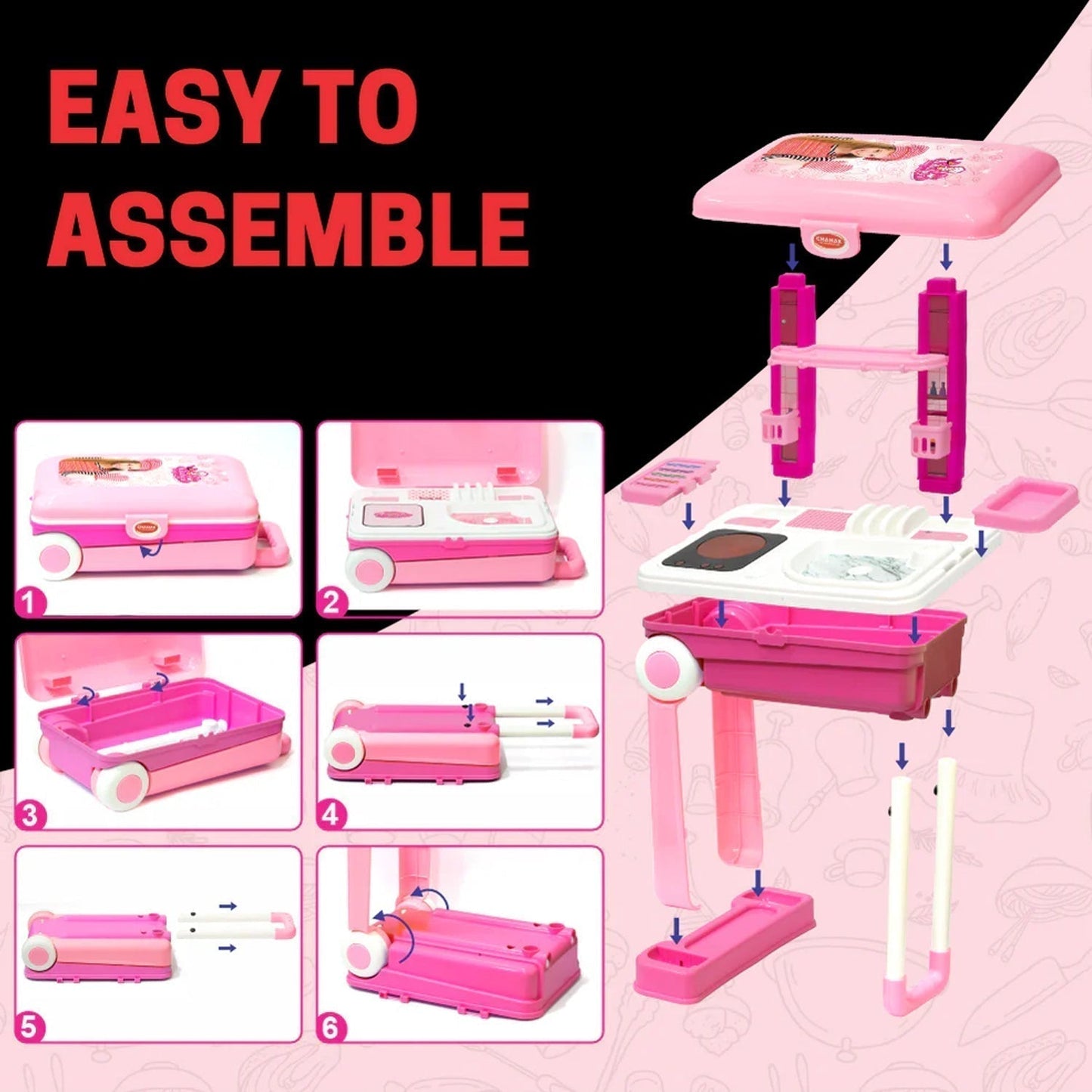 3-in-1 Kitchen Set for Kids with Suitcase â€“ Role Play Cooking Toy for Girls & Boys (3+)