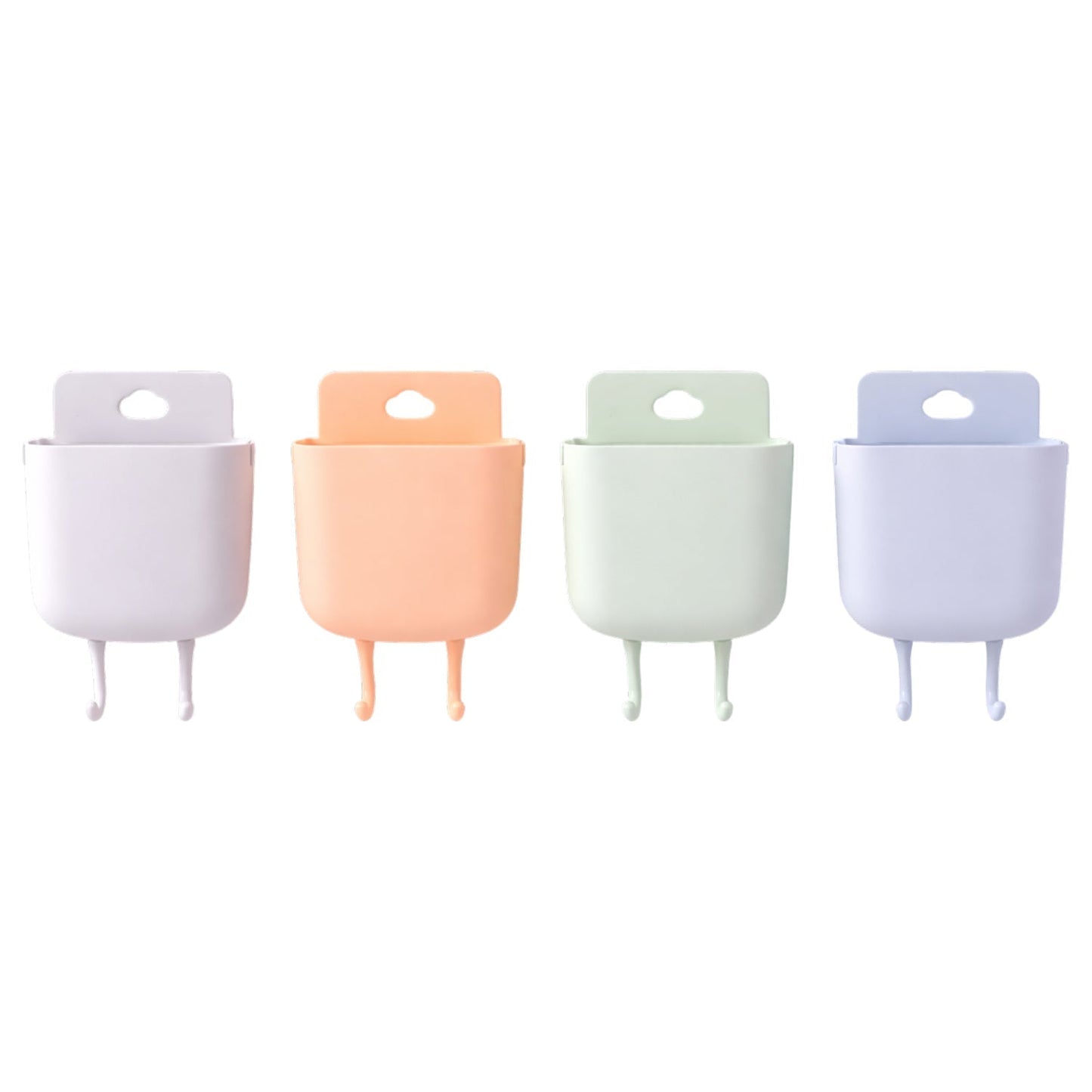 Multi-Purpose Plastic Wall Mounted Mobile Charging Holder Set (4 Pc)
