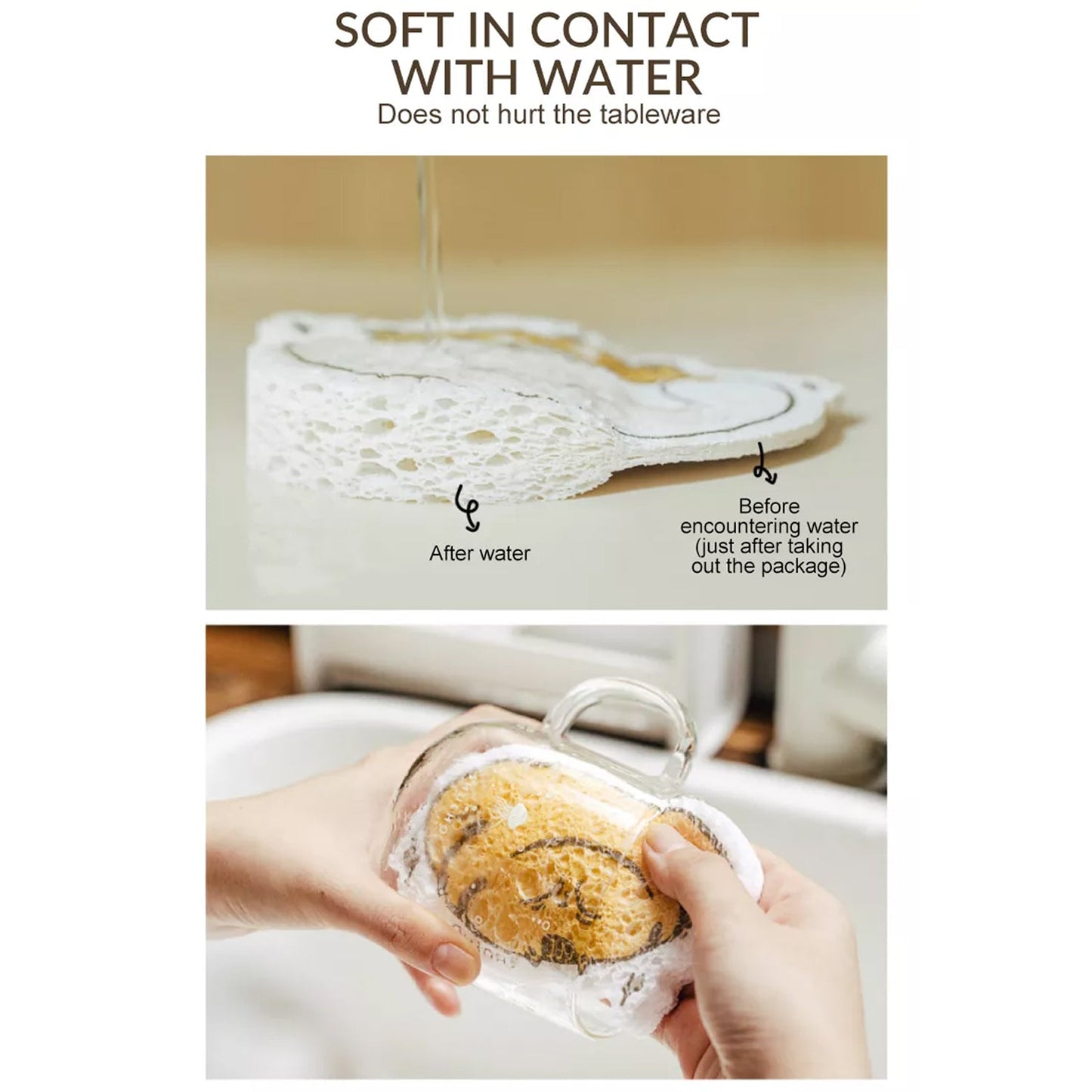 Cartoon Wood Pulp Sponge for Dishwashing  Absorbent Cleaning Pad