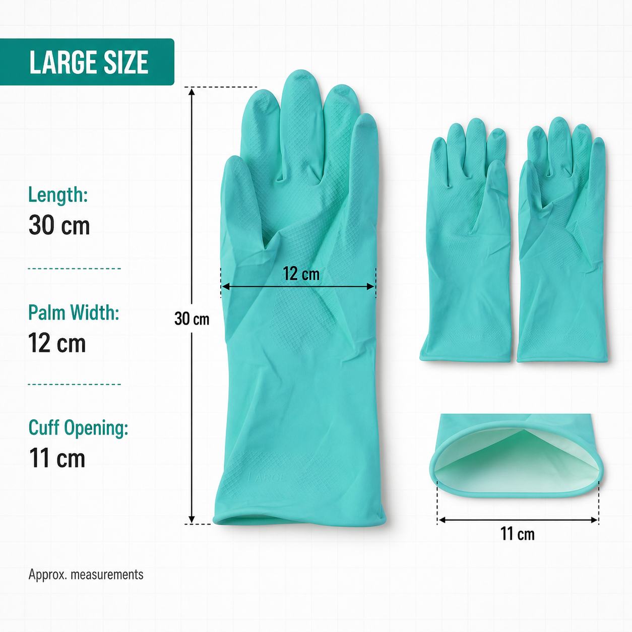Large Victor Green Cleaning Rubber Gloves Reusable Kitchen Dishwash (1 Pair)