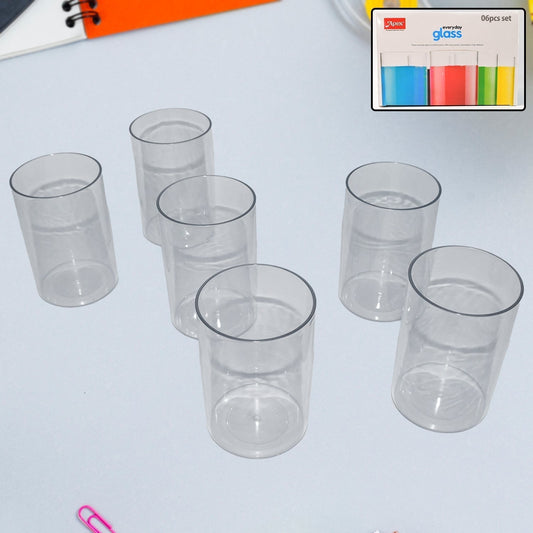 Apex Everyday Plastic Glass Set â€“ 6 Pieces Lightweight & Unbreakable