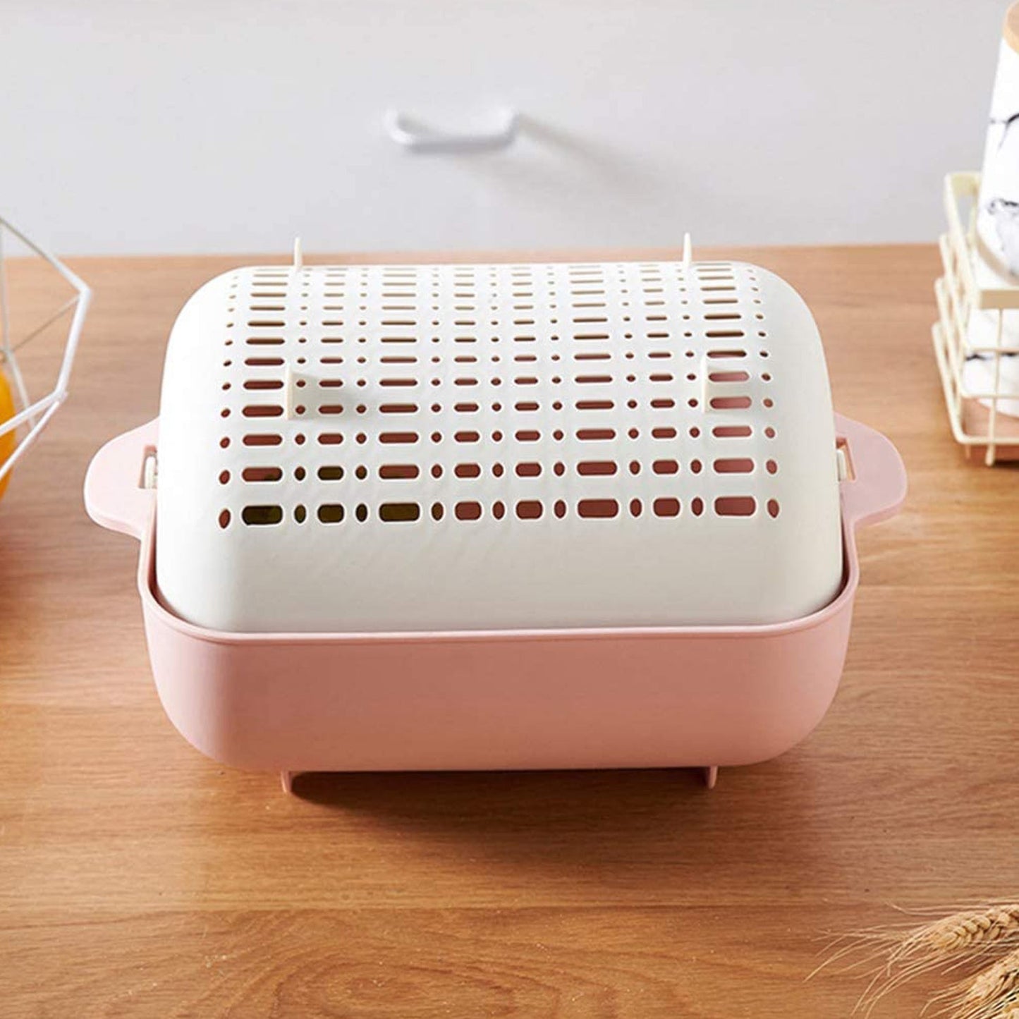 Multifunctional BPA Free Double Layered Plastic Rotatable Strainer Basket  (Multicolor)