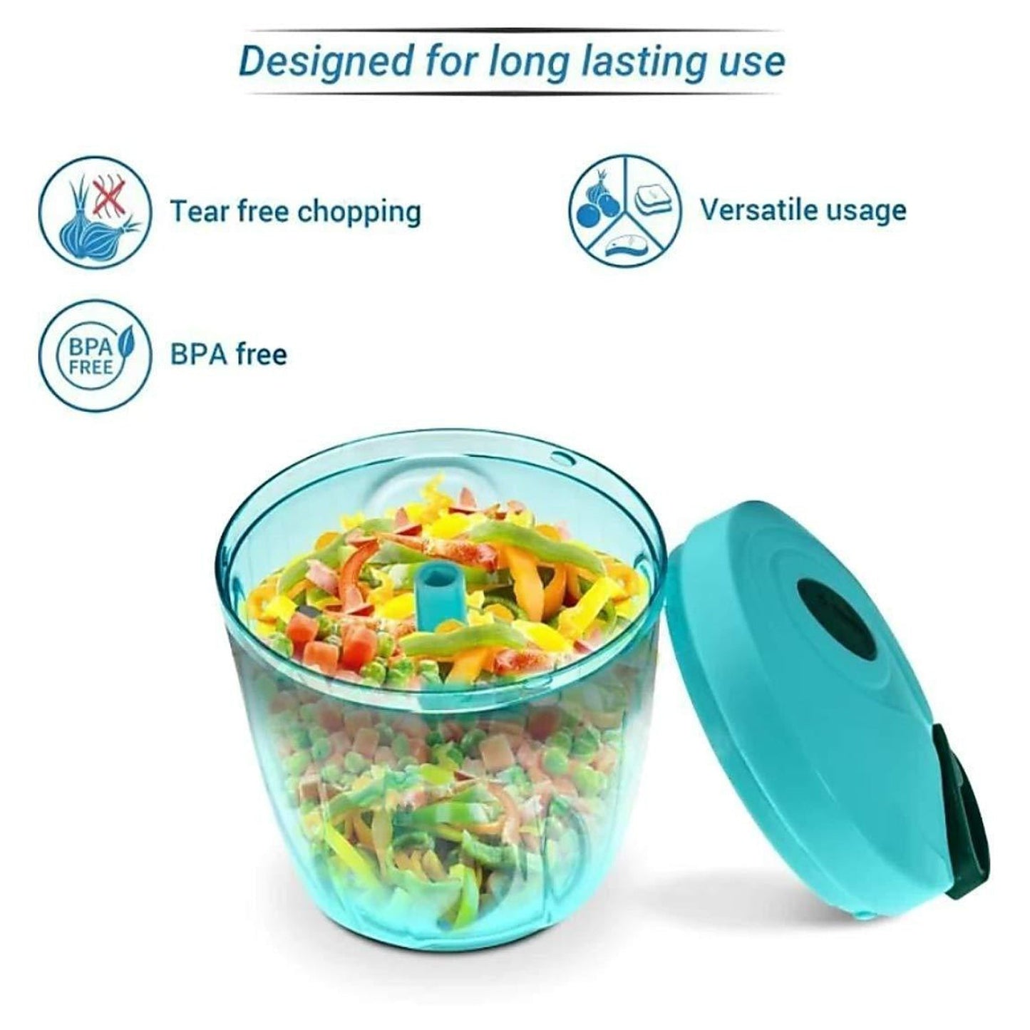 Manual Stainless Steel Compact Extra Sharp Hand Held Vegetable Chopper / Slicer with 5 Blades (750 ml)