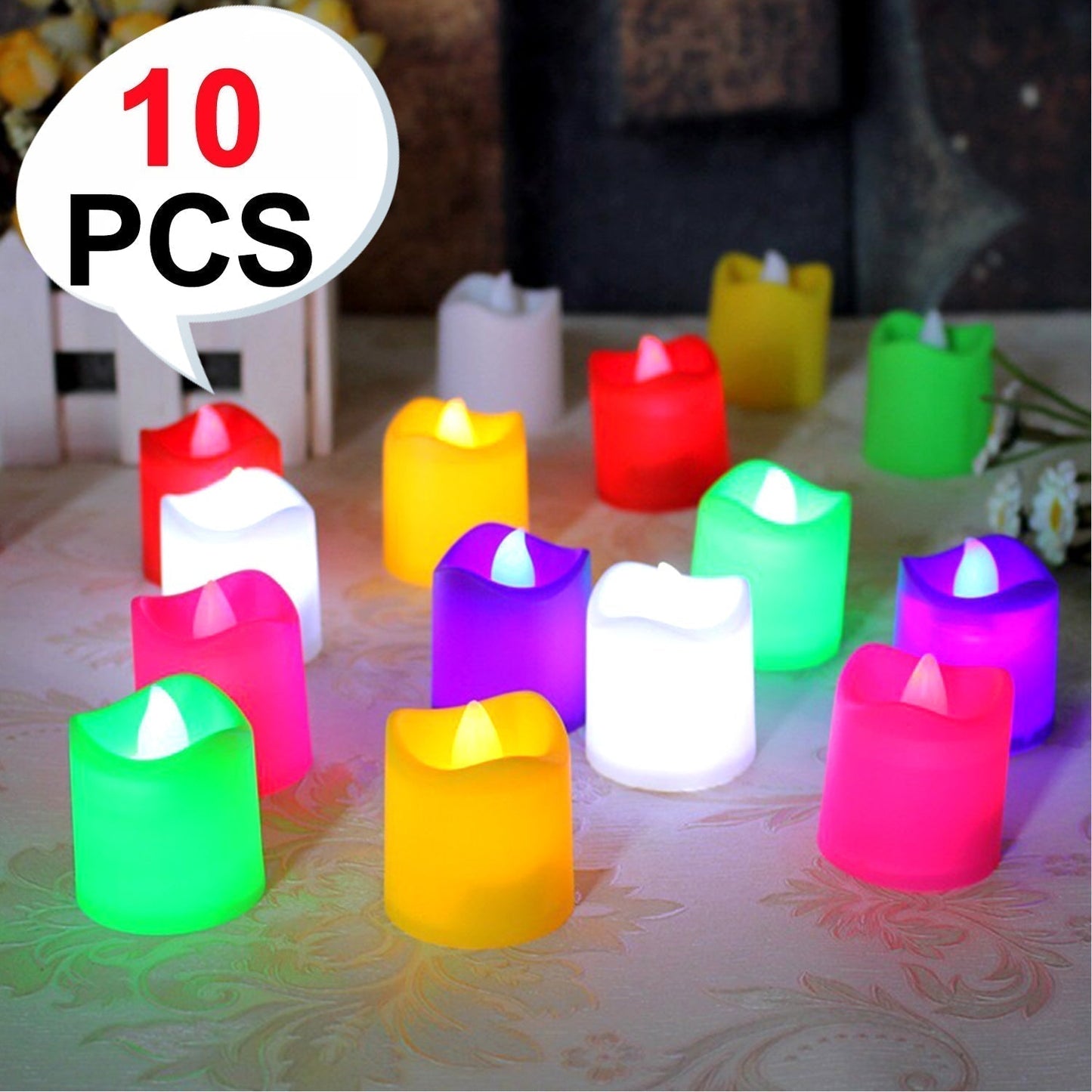 10PCS FESTIVAL DECORATIVE - LED TEALIGHT CANDLES | BATTERY OPERATED CANDLE IDEAL FOR PARTY.