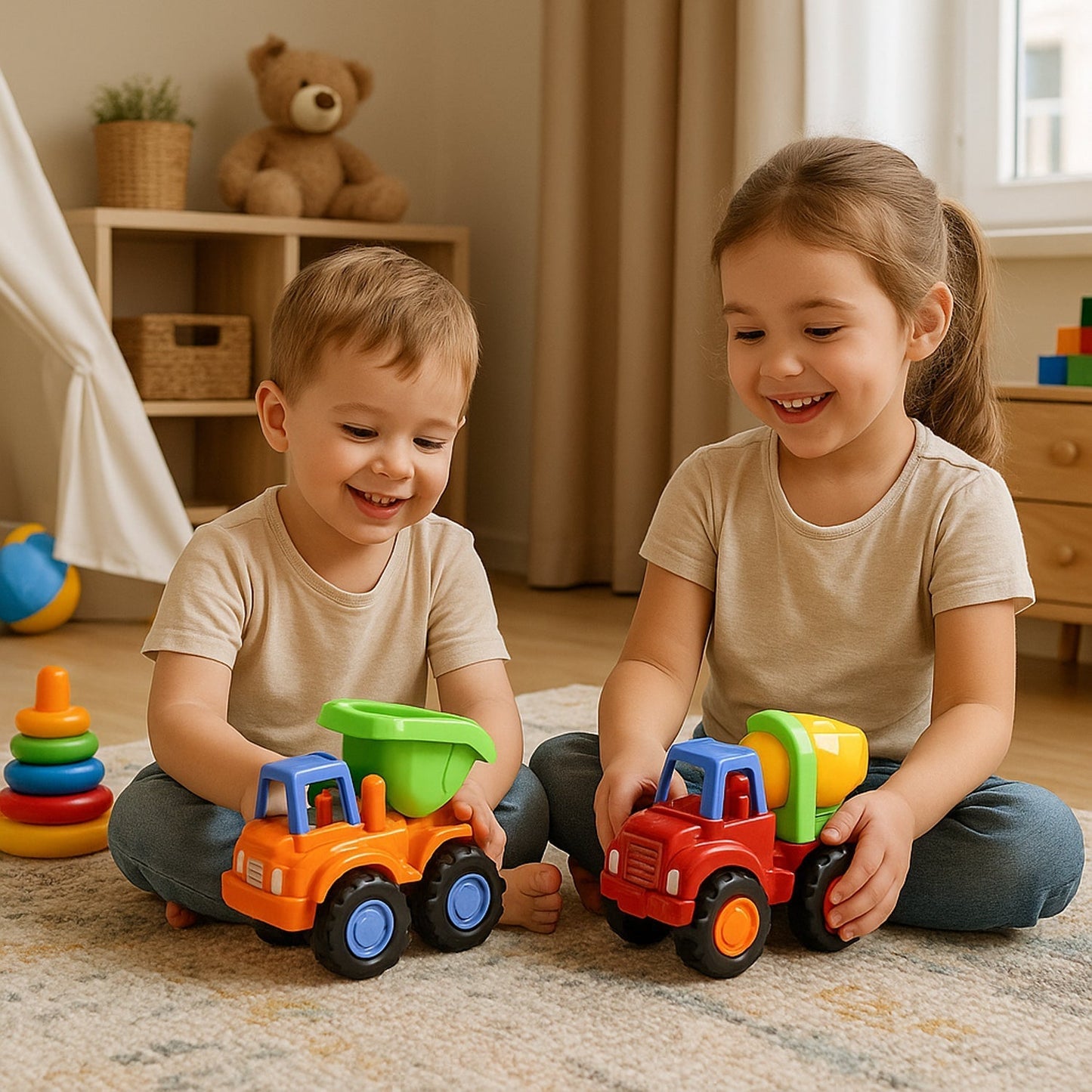 Funwoods Itsy Bitsy Construction Vehicle Toy Set for Kids - (8 Pc)