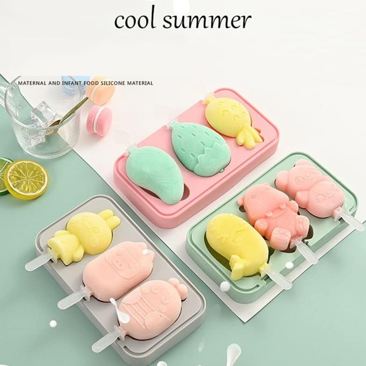 Silicone Popsicle Molds for Summer with Sticks & Lids