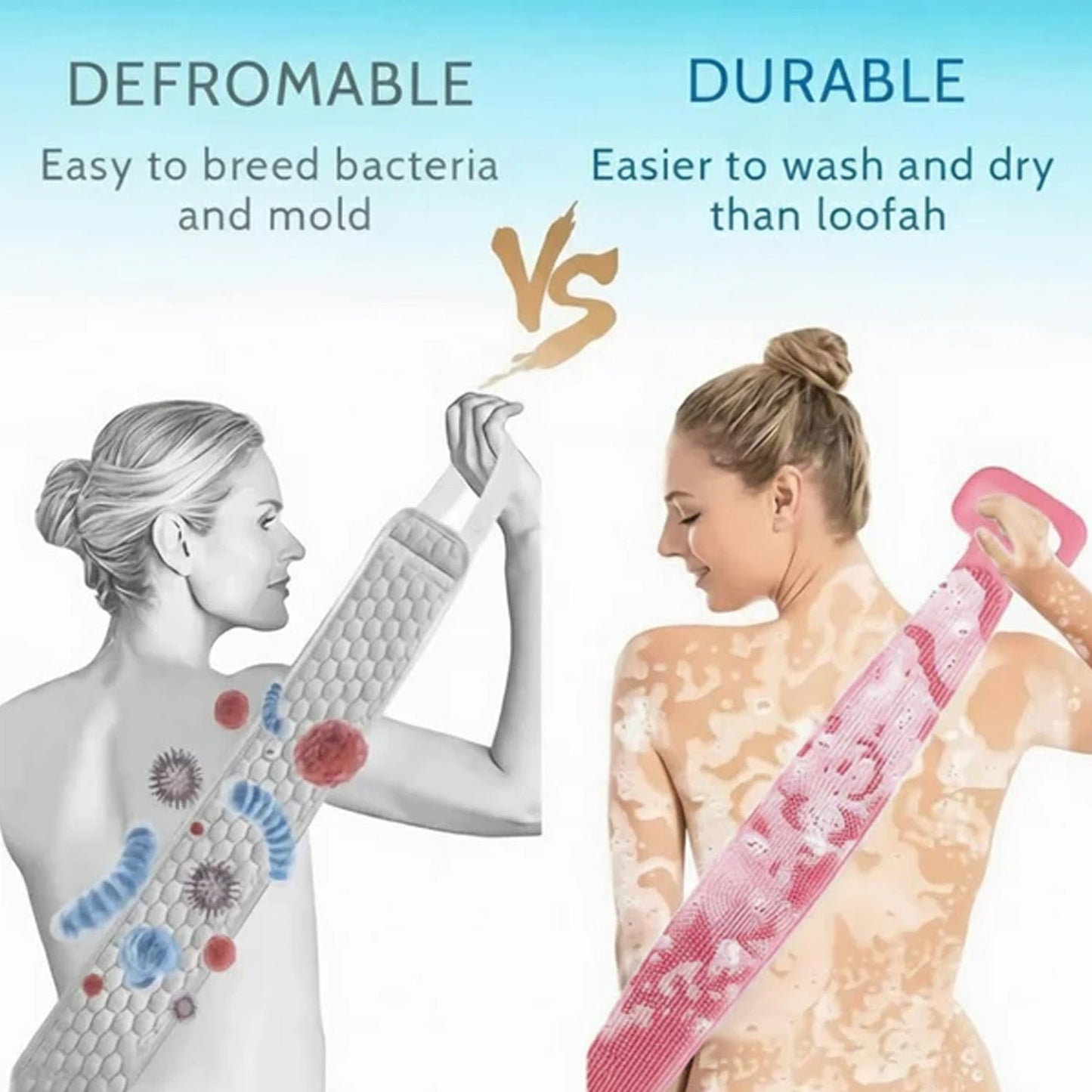 Premium Silicone Back Scrubber Belt â€“ Body Exfoliating Bath Brush