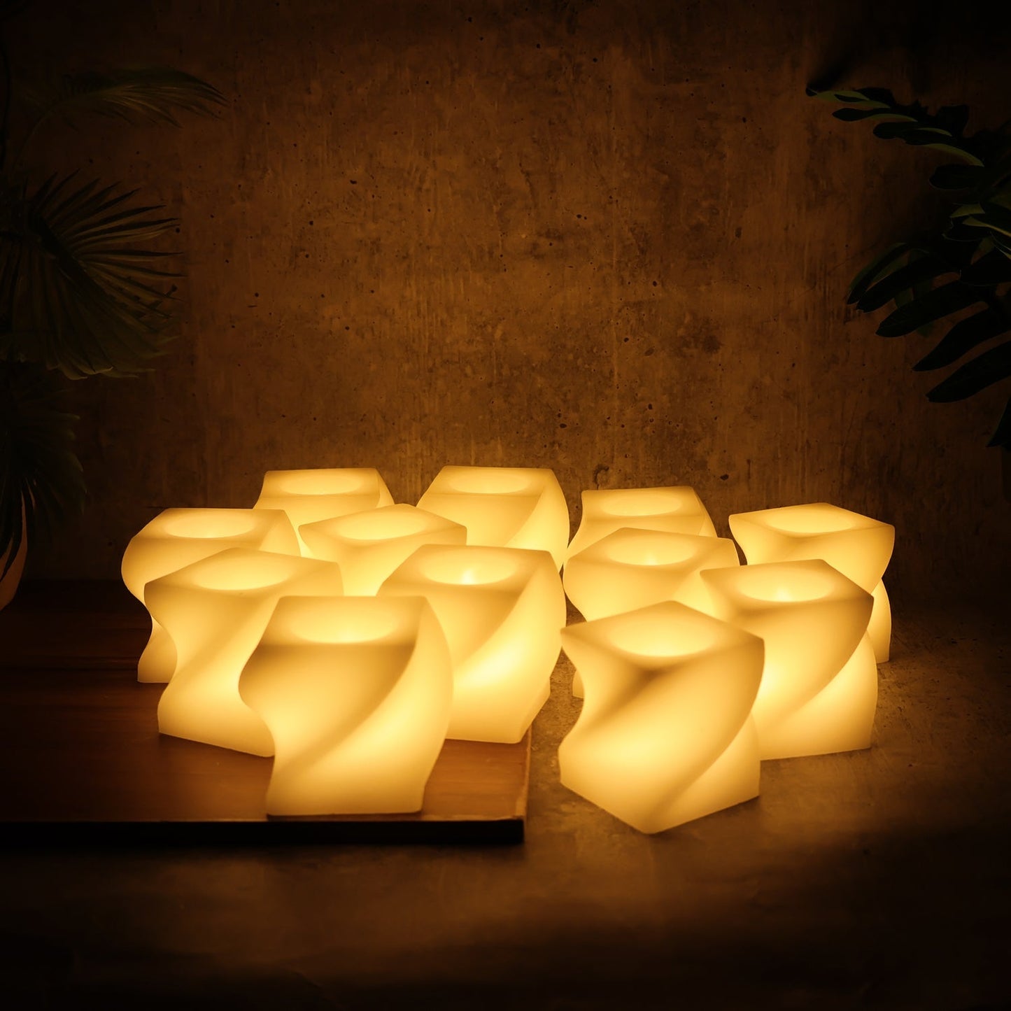 Set of 12 LED Flameless Decorative Candles â€“ Square Shape Tealight Lamps