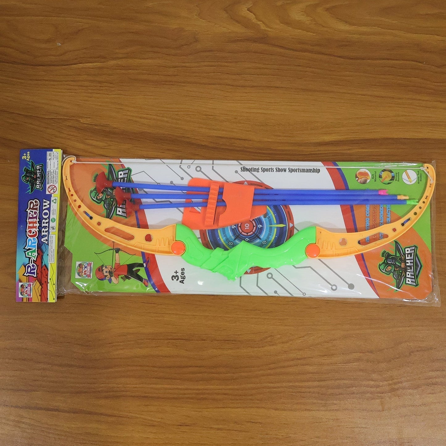 Plastic Archery Bow and Arrow Toy Set with single knife and 3pc Arrow and Target Board,