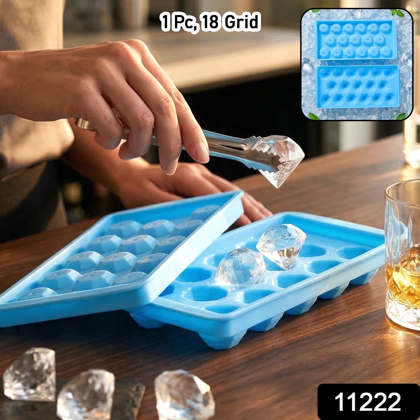 Multipurpose Ice Cube Tray with Lid 17 Grid Mold (1 Pc)