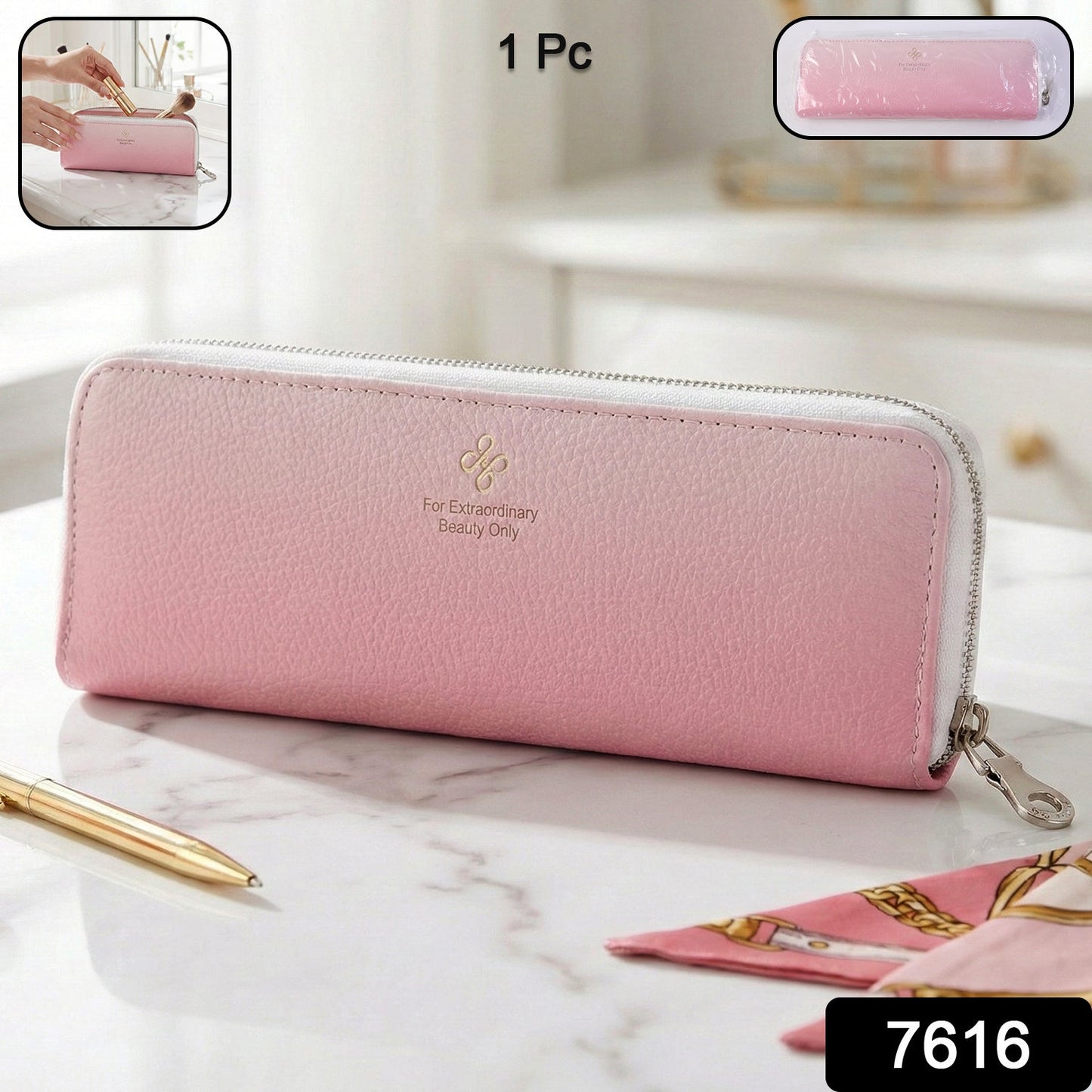 Premium Makeup Brush Storage Pouch with Zip Closure (1 Pc)