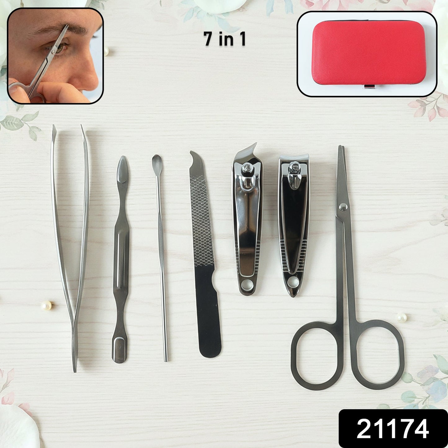 7 in 1 Stainless Steel Manicure Pedicure Grooming Kit