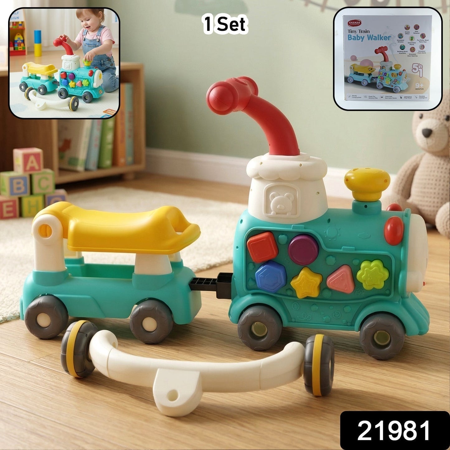Aditi Tiny Train Baby Walker Ride-On Toy with Push Handle (1 Set)