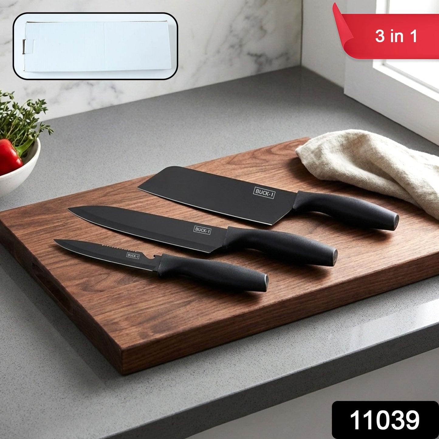 3-in-1 Professional Kitchen Knife Set (3 Pc set)