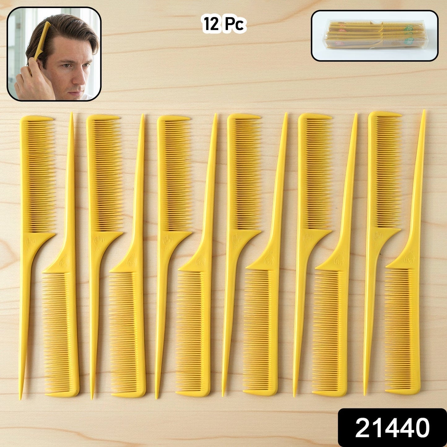 Professional Tail Comb Set for Hair Styling (12 Pc Set)