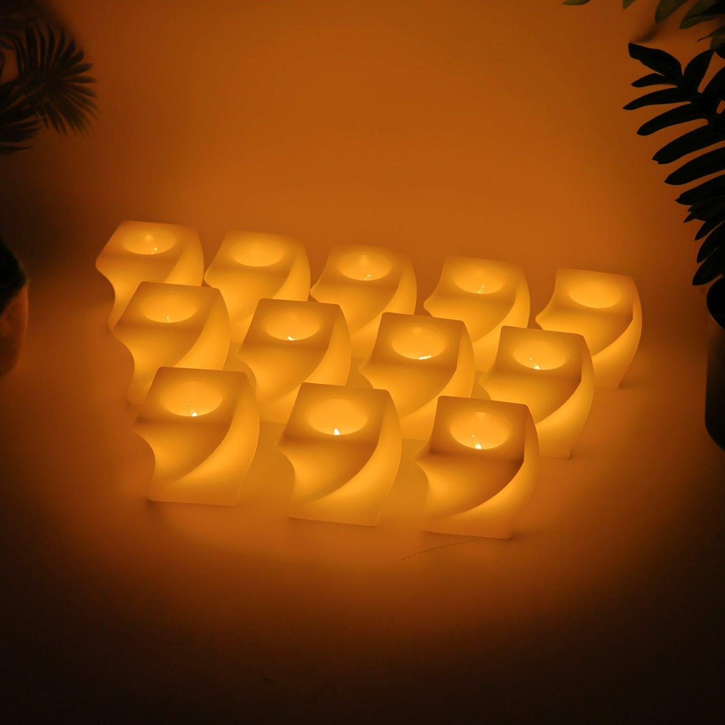 Set of 12 LED Flameless Decorative Candles â€“ Square Shape Tealight Lamps