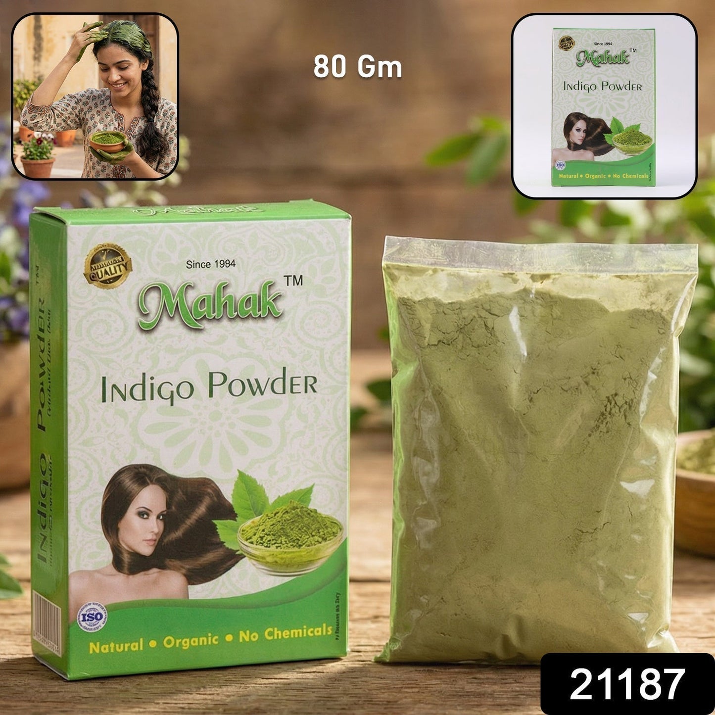 Natural Indigo Powder for Traditional Hair Care Ð 80 gm