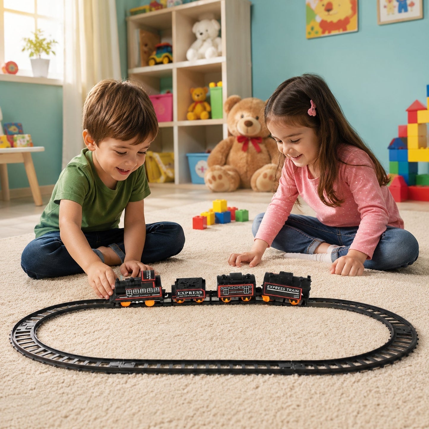 Battery Opera Express Train Track Play Set with Lights & Sounds (1 Set)