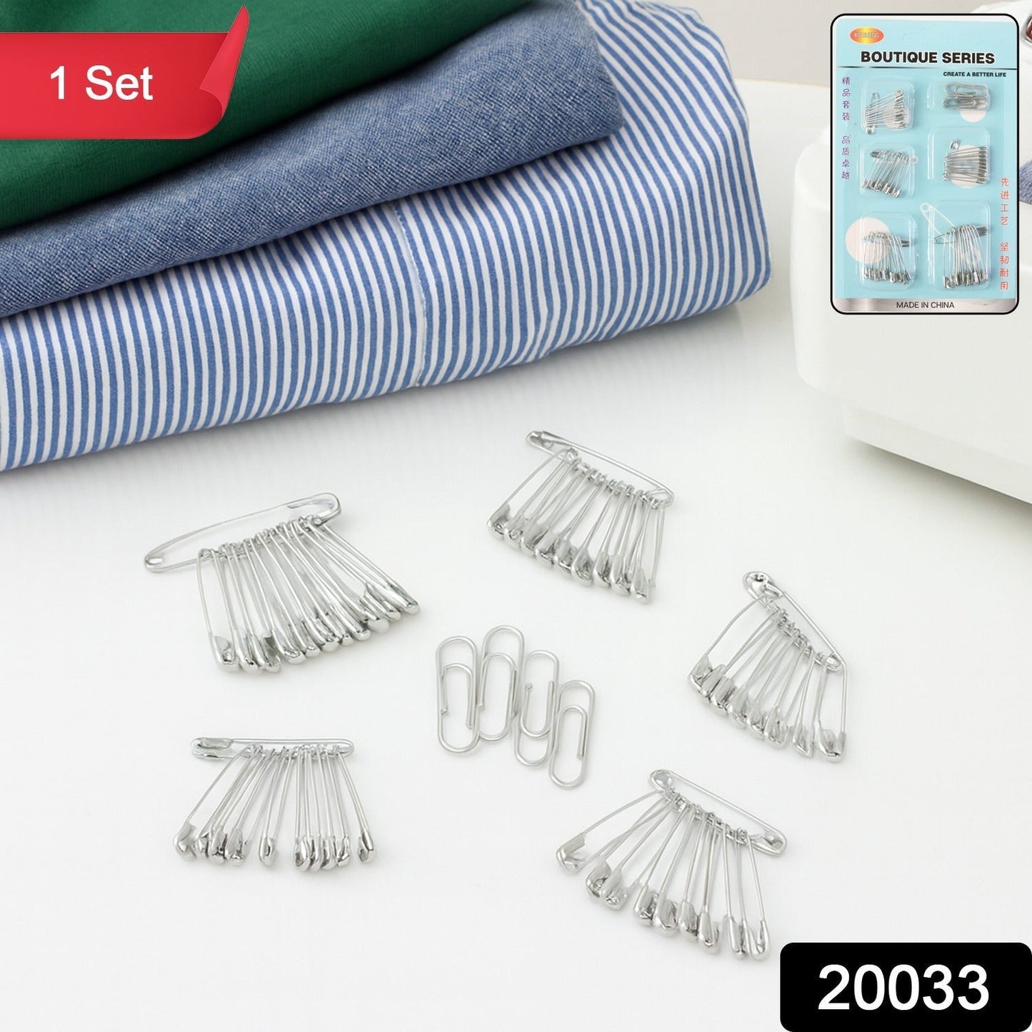 Multipurpose Metal Safety Pin Assortment Set