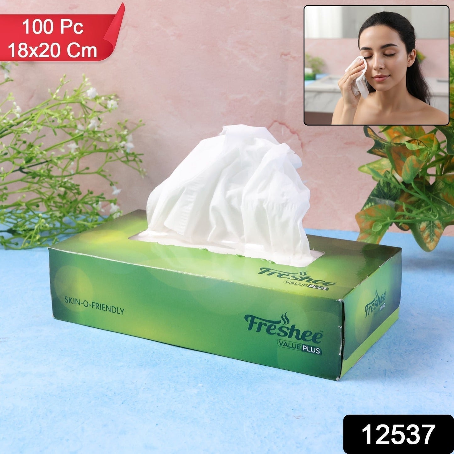 Freshee Premium Skin-Friendly Facial Tissues â€” 100 Pc Box (18 x 20 cm)