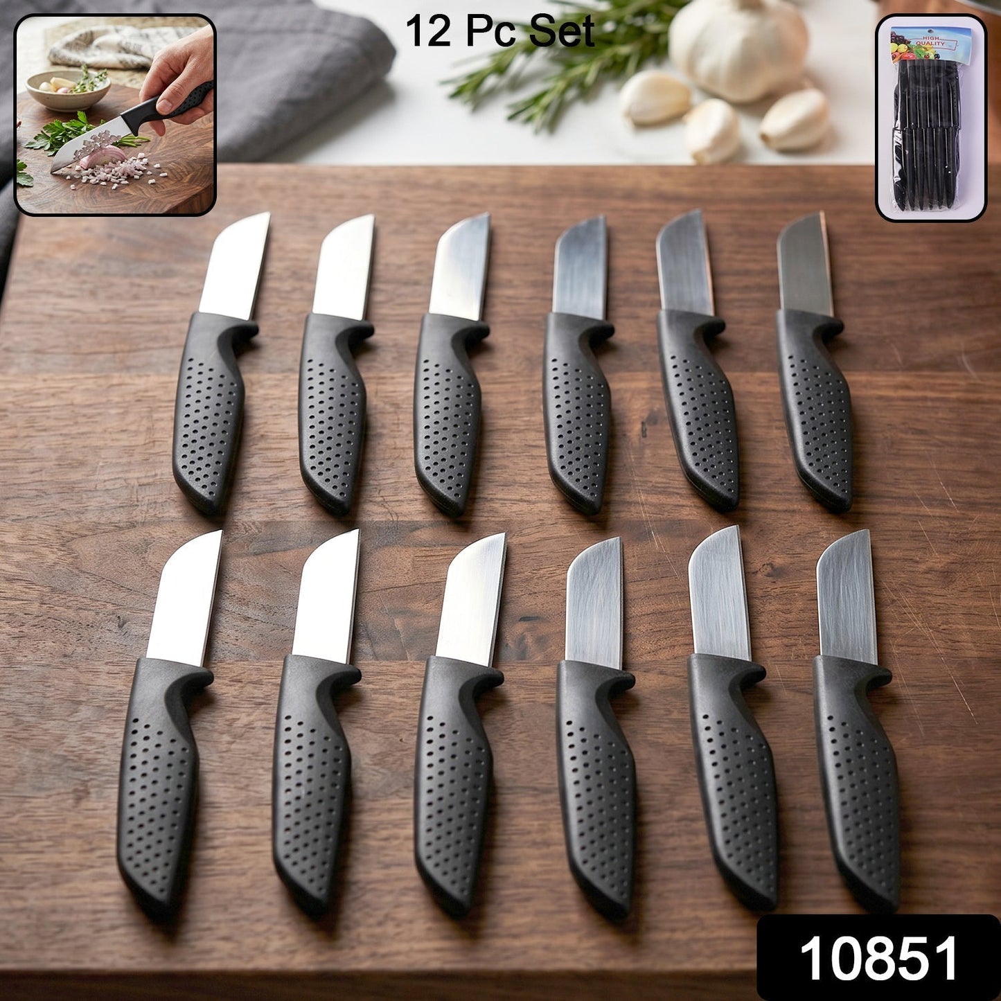 Kitchen Knife Set with Ergonomic Handles, Stainless Steel Chef Knives (12 Pc)
