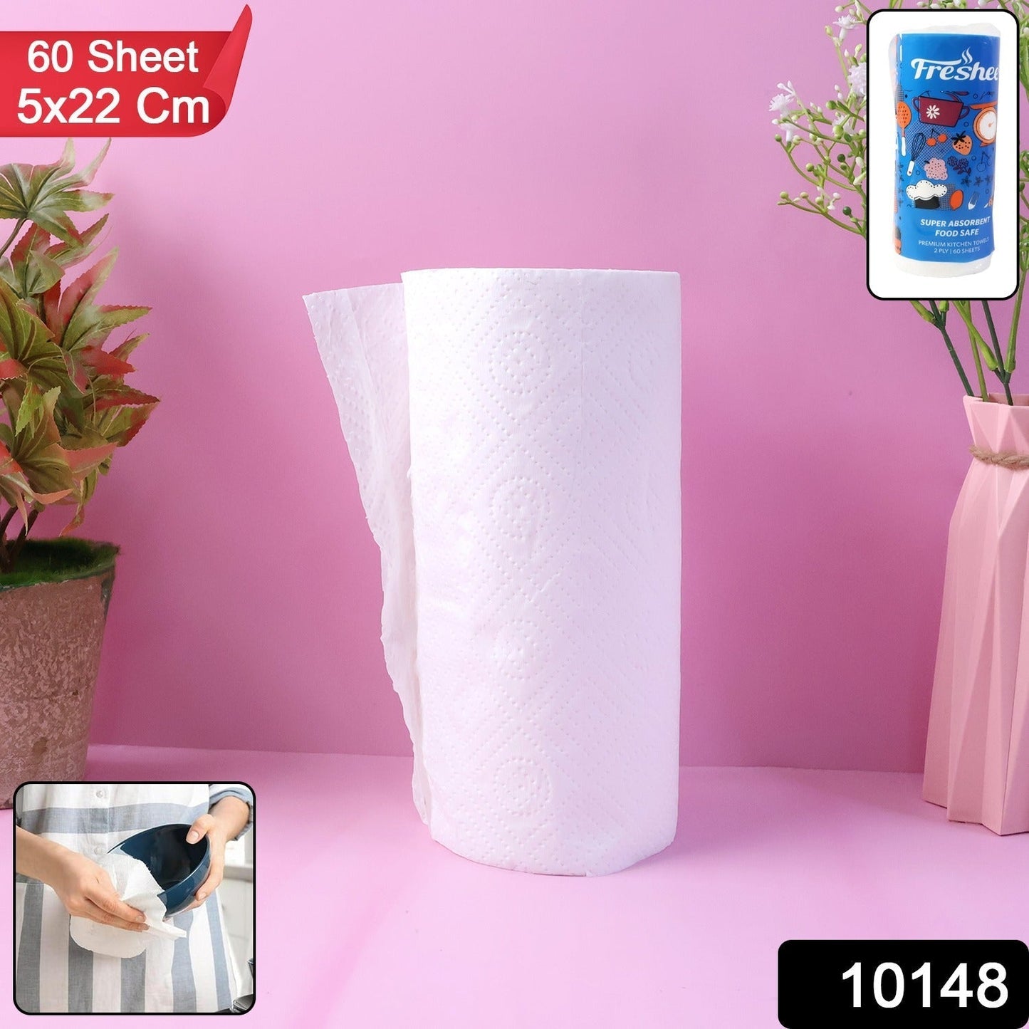 Freshee Kitchen Paper Towel Roll - 60 Sheets (21.5 Ã— 22 cm Each)