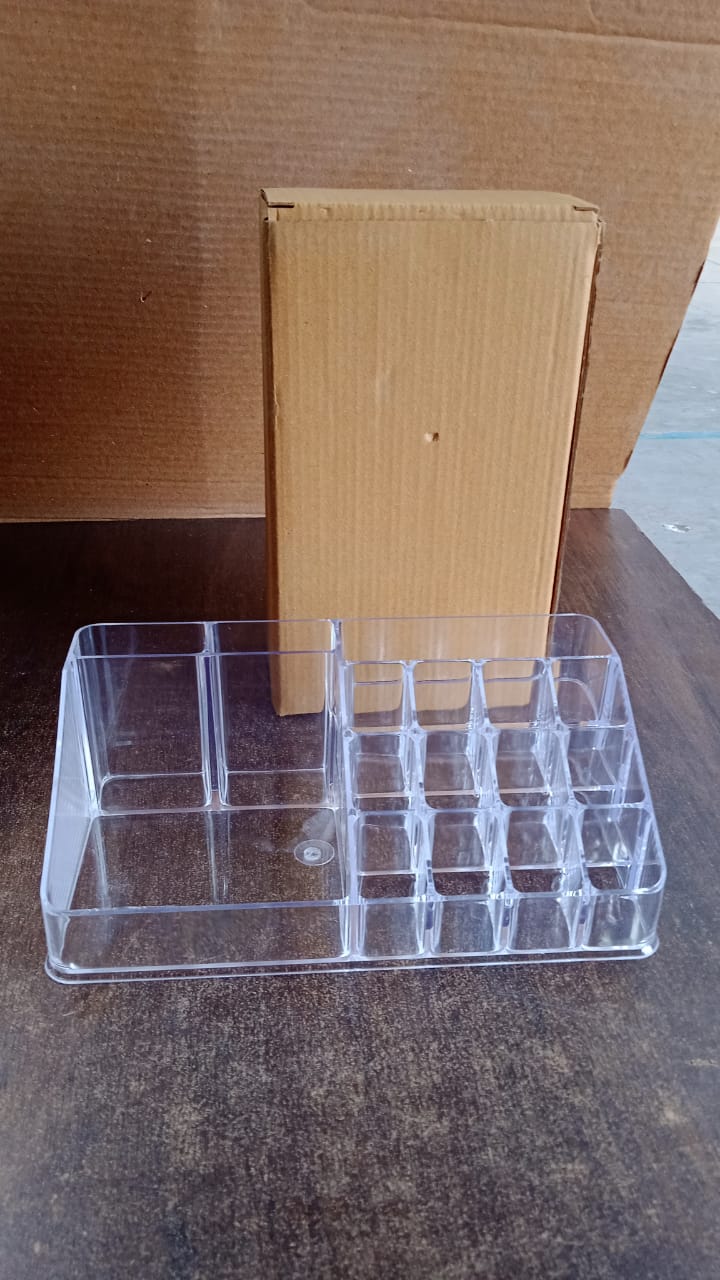 16 Compartment Cosmetic Makeup Jewellery Lipstick Storage Organiser Box, Cosmetic Storage Box Make-up Lipstick Organizer / Lipstick Holder Case  Transparent