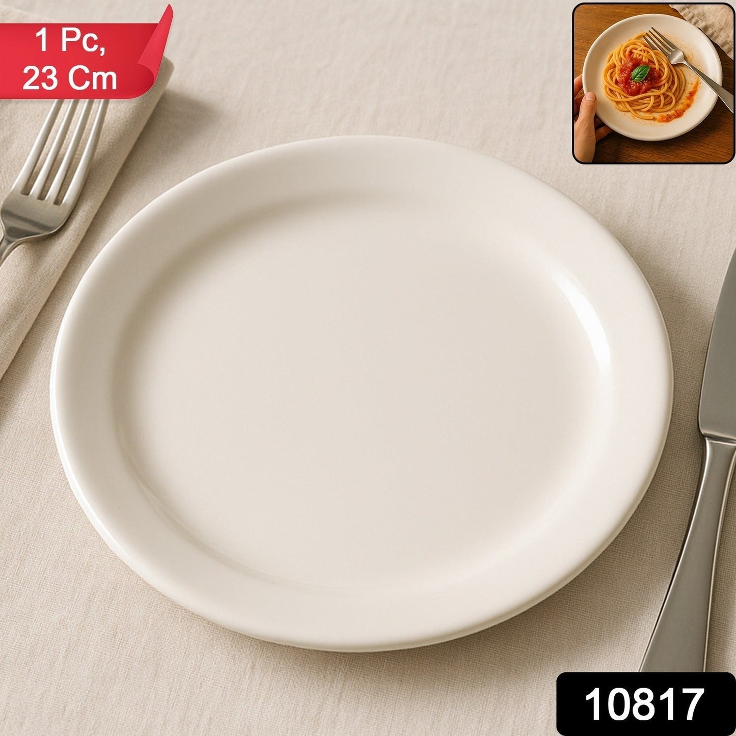 Plastic Round Dinner / Serving Plate â€“ 23 cm (1 Pc)